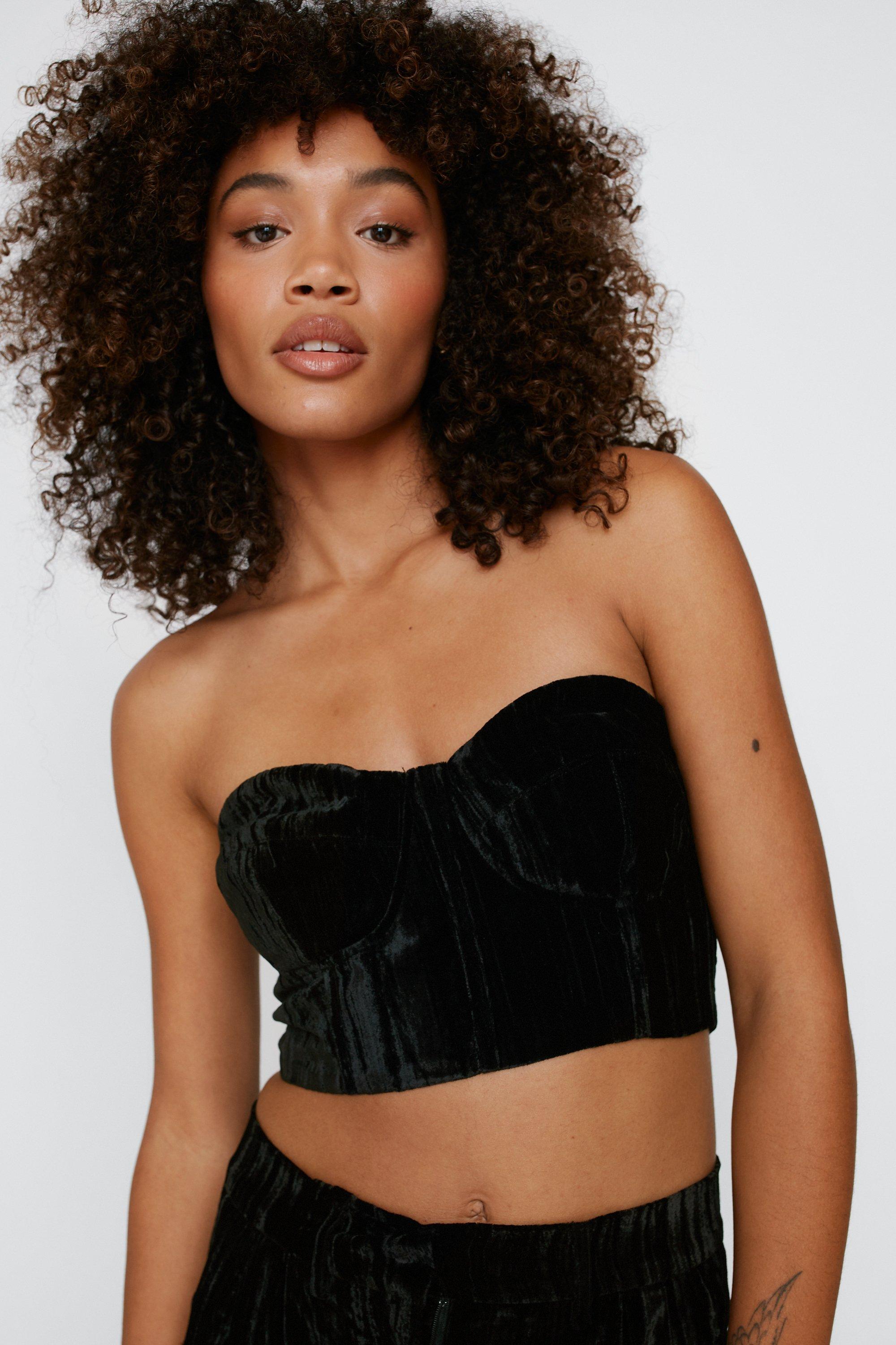 Premium Velvet Tailored Bustier Top