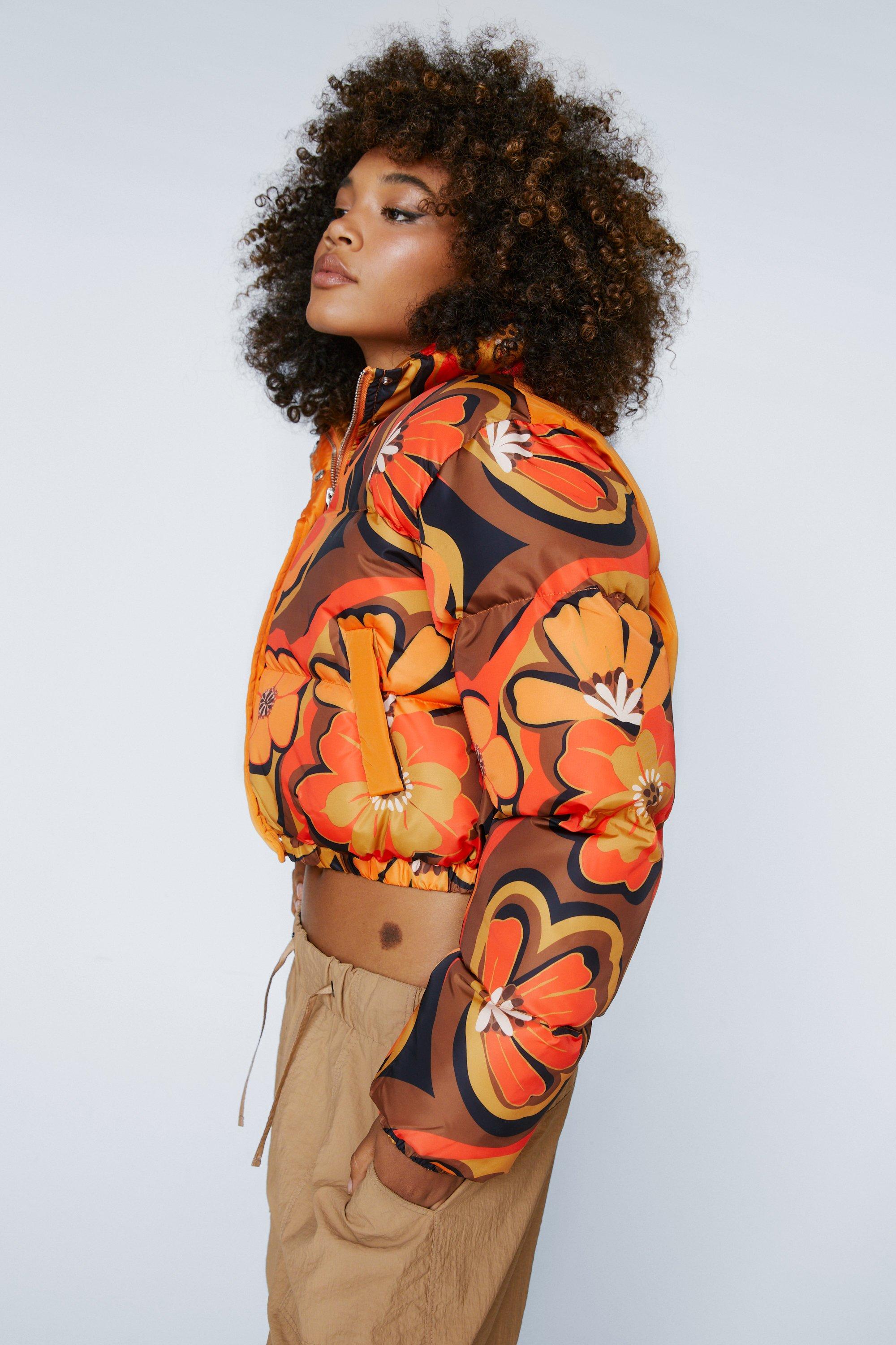 Orange on sale floral jacket