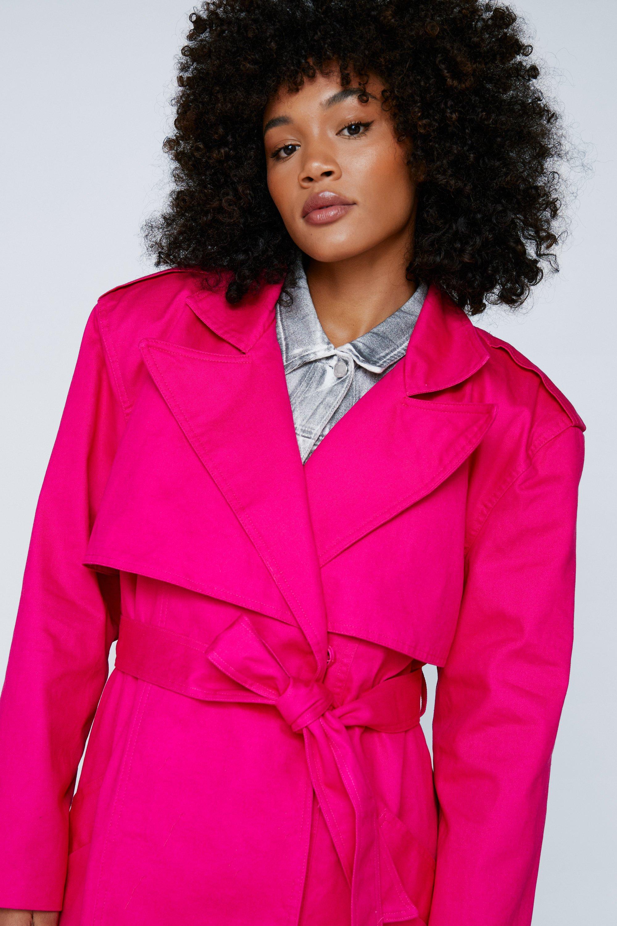 Bright pink trench outlet coat