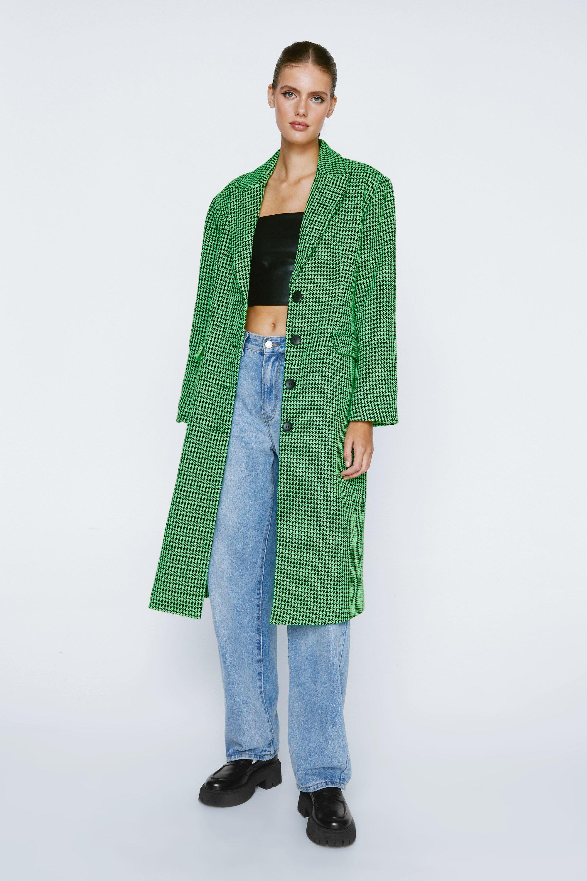 Green deals houndstooth coat