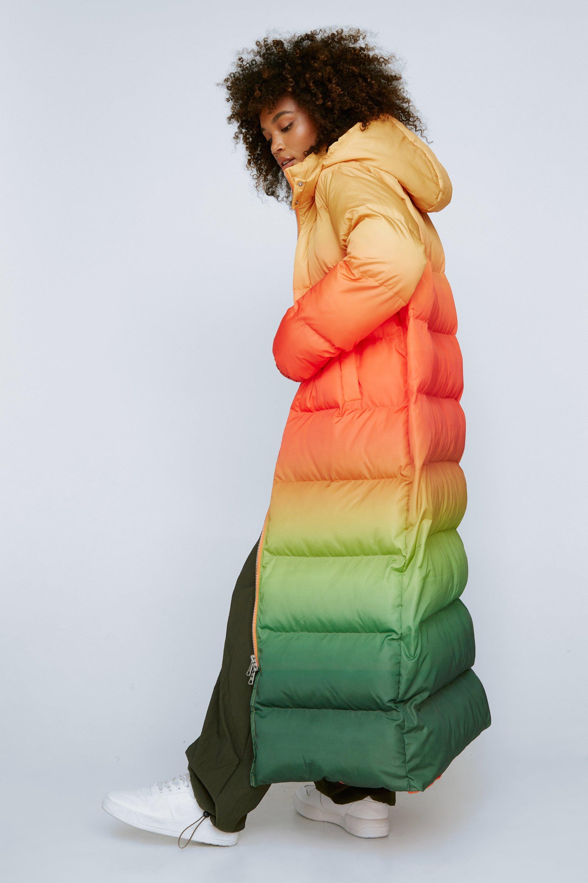 Premium Rainbow Oversized Longline Puffer Coat