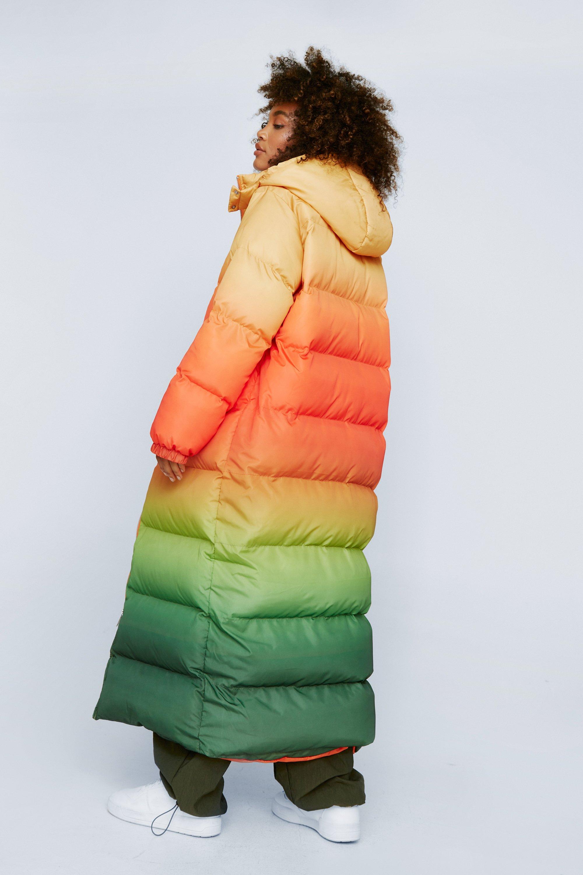 Premium Rainbow Oversized Longline Puffer Coat