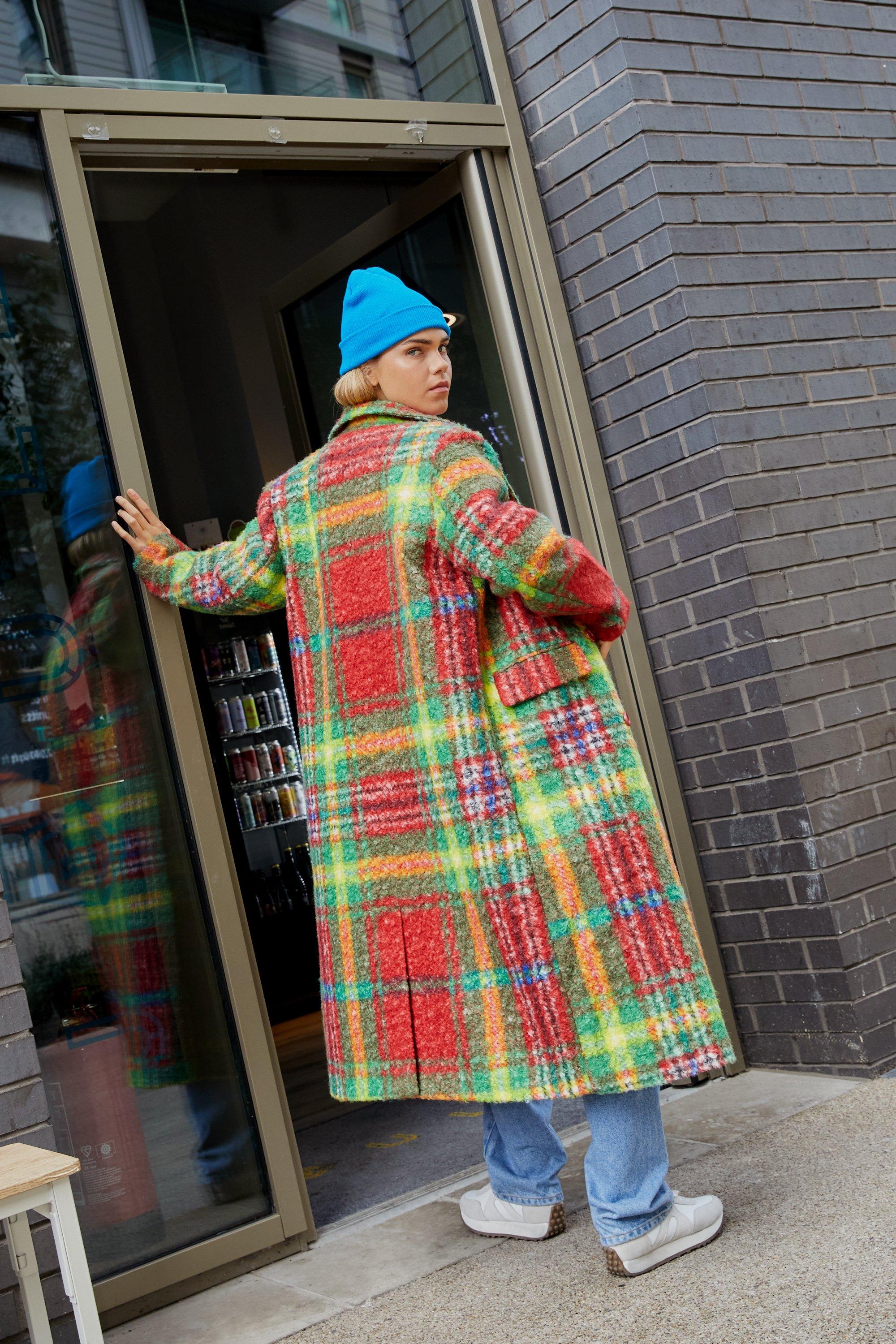 bright check coat