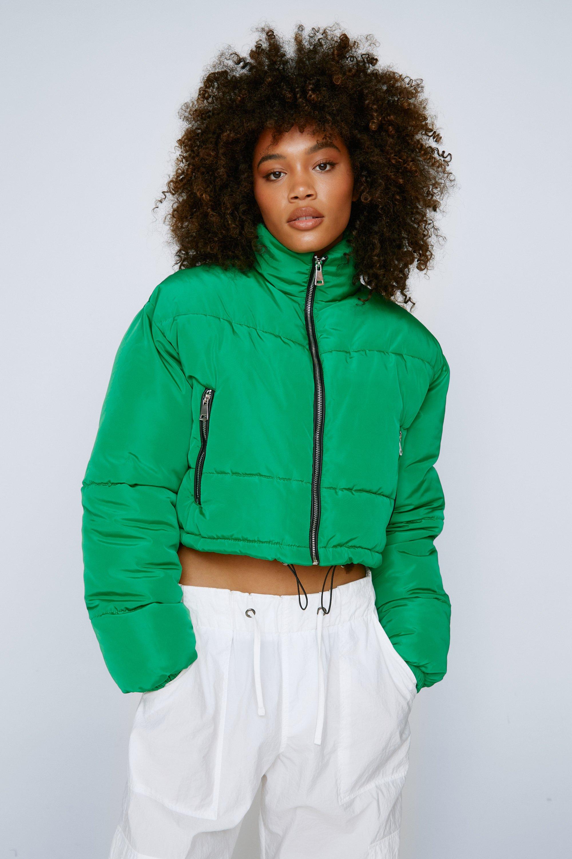 Cropped puffer sale jacket green