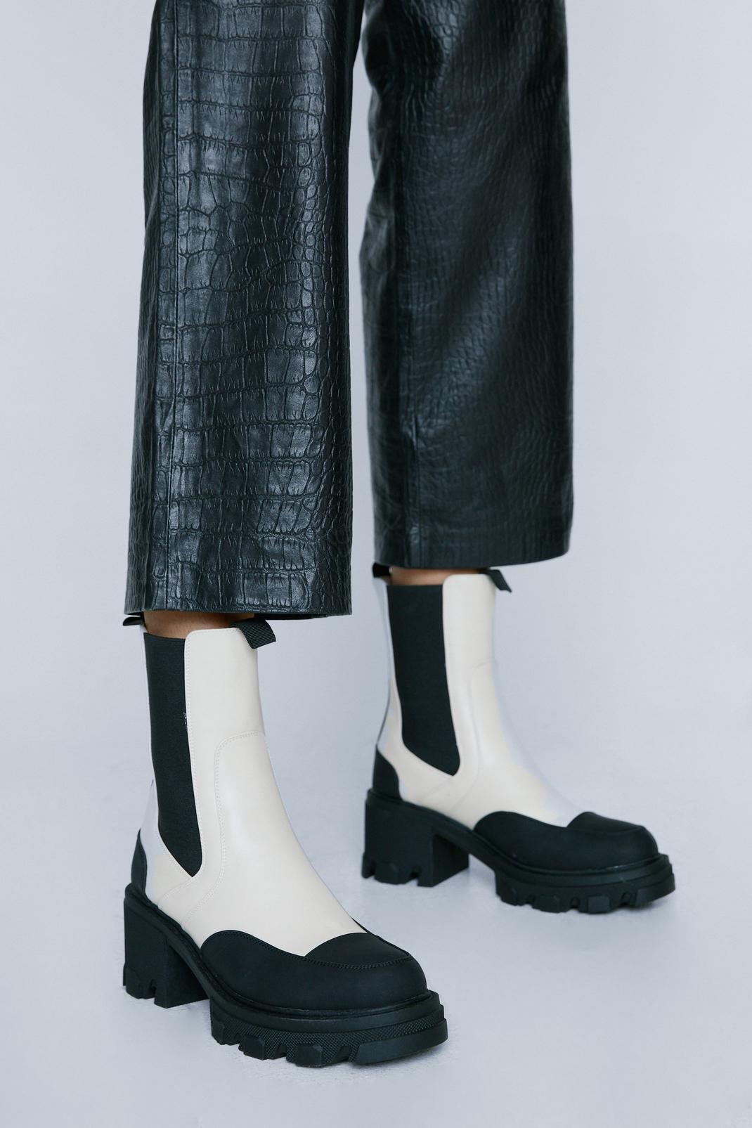 Off white Faux Leather Chunky Chelsea Boots image number 1