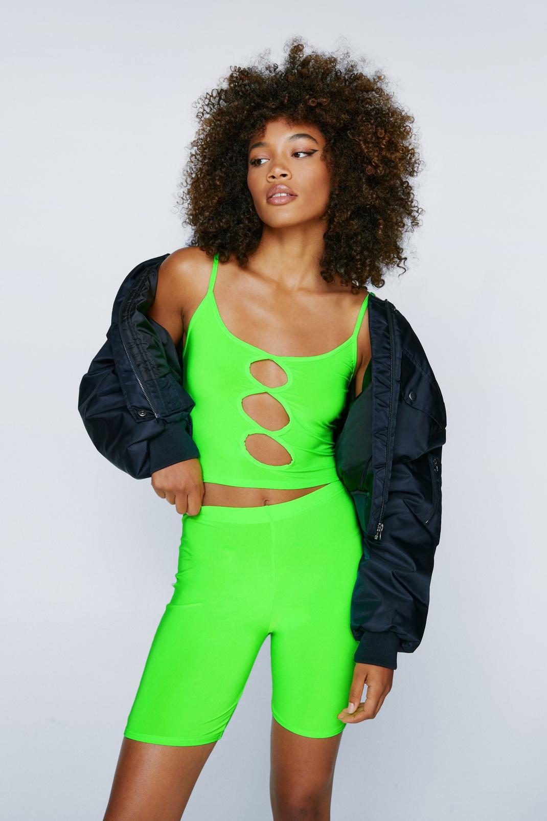 Neon-green Slinky Cycling Shorts image number 1
