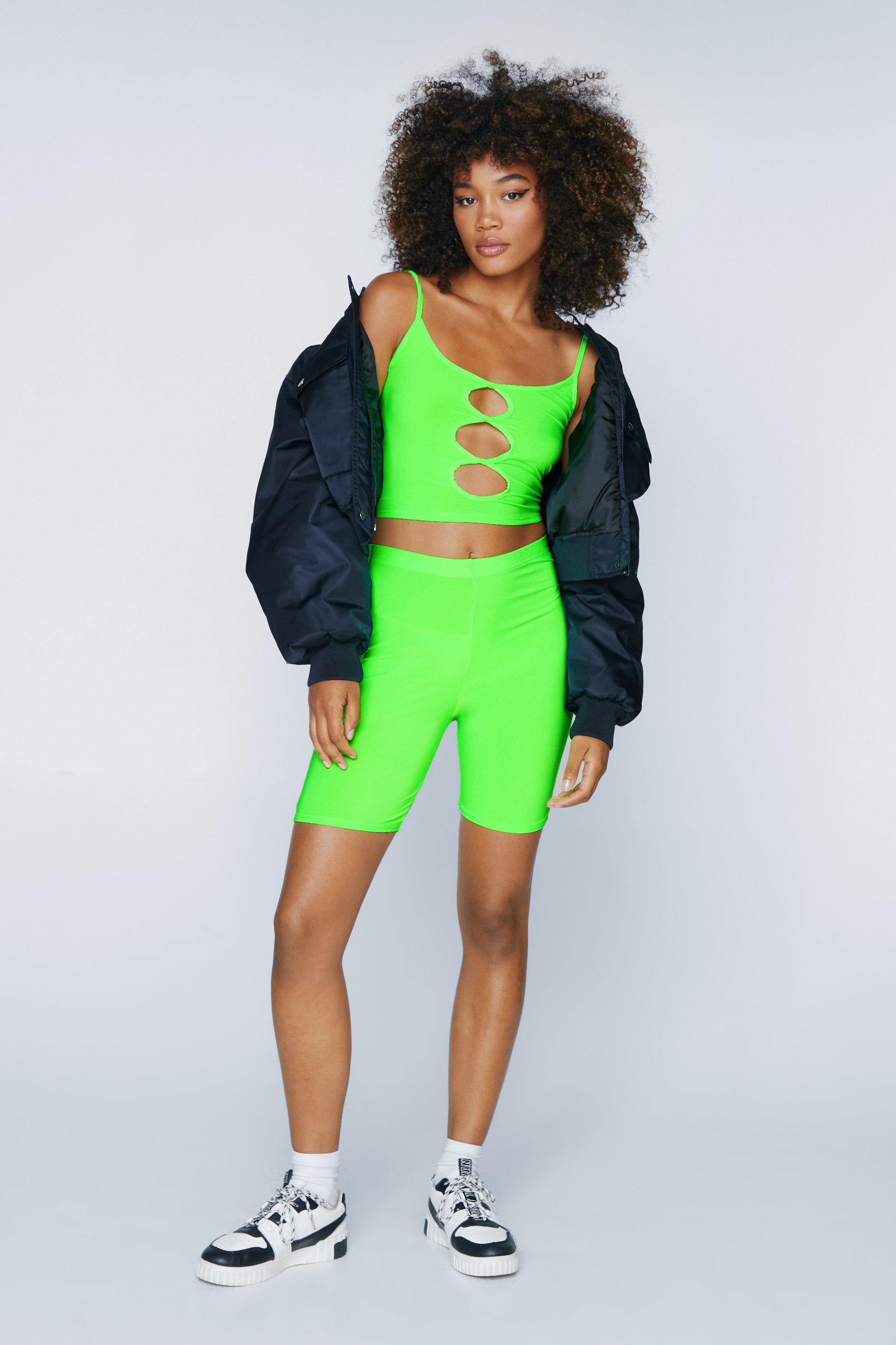 Green biker outlet shorts outfit