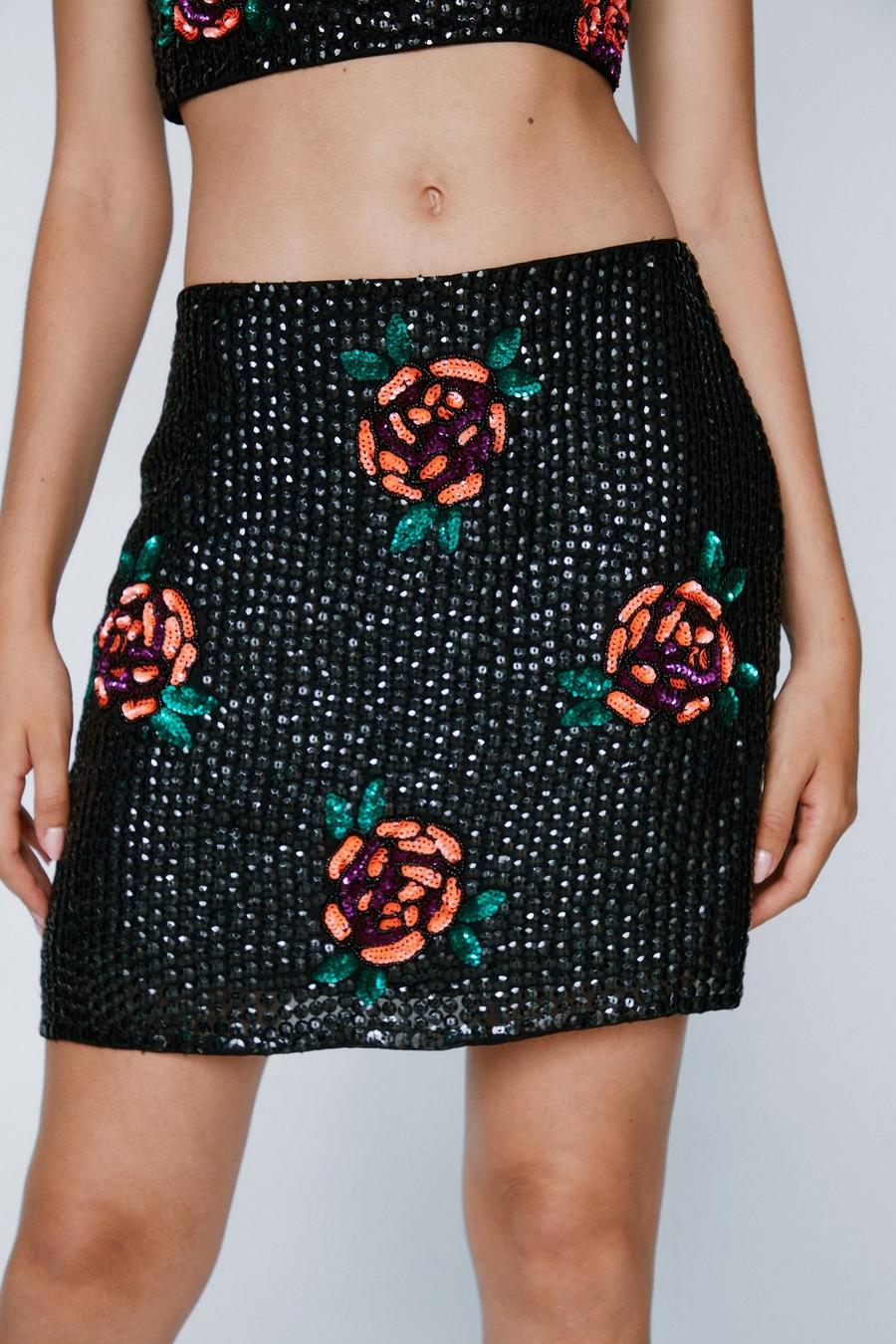 Floral Sequin Mini Pelmet Skirt