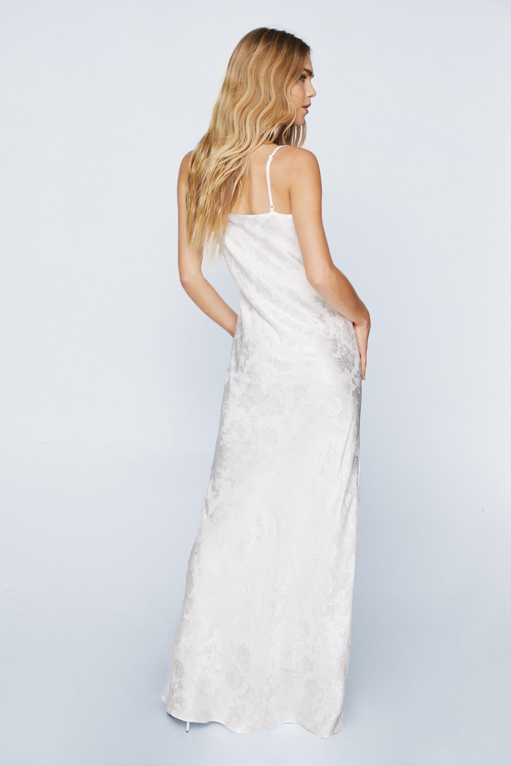 White Satin Dress - Slip Maxi Dress - Wedding Dress - Maxi Dress