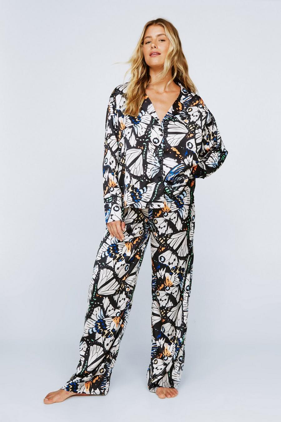 Butterfly Print Long Pajama Set