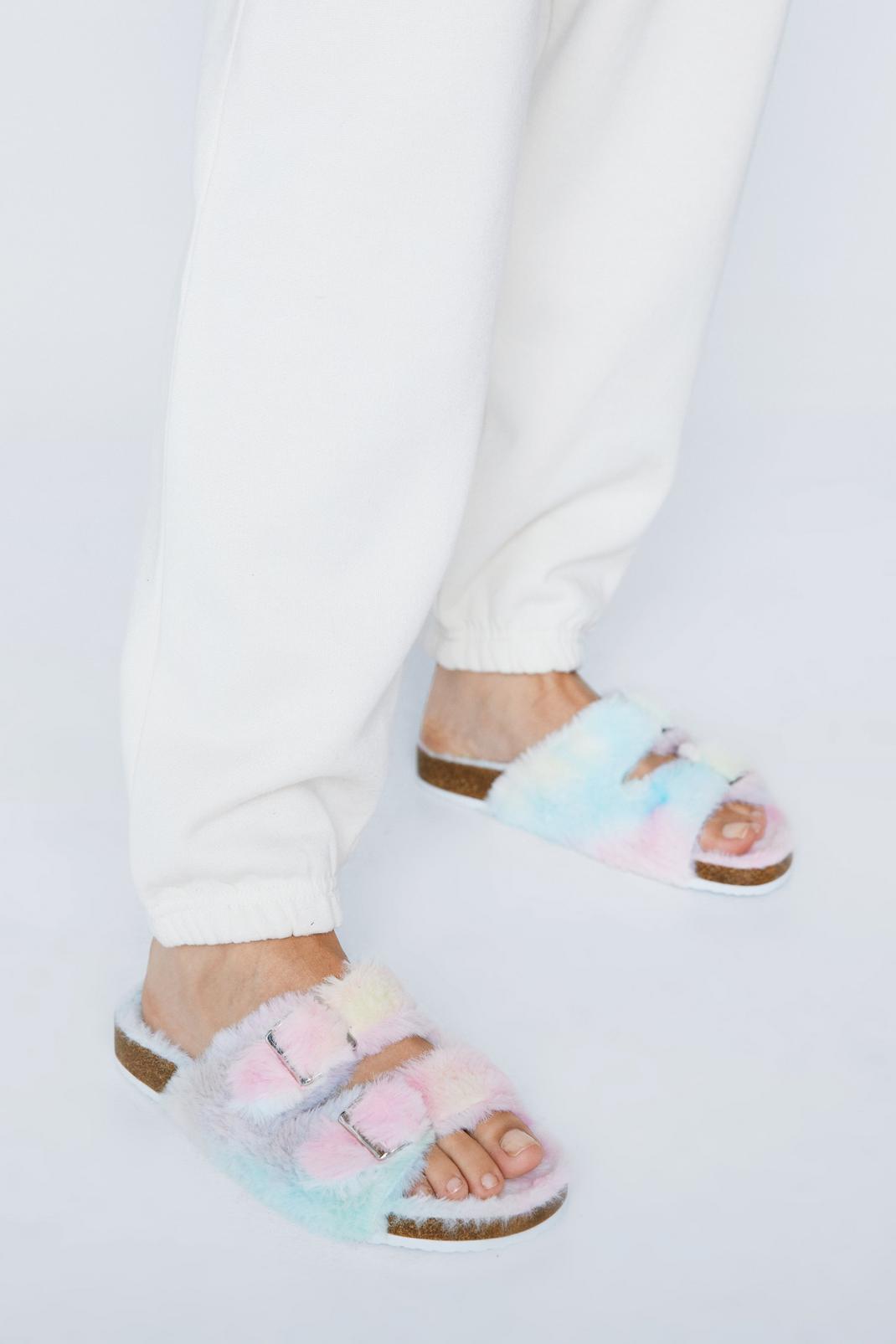 Pink Faux Fur Ombre Slippers image number 1