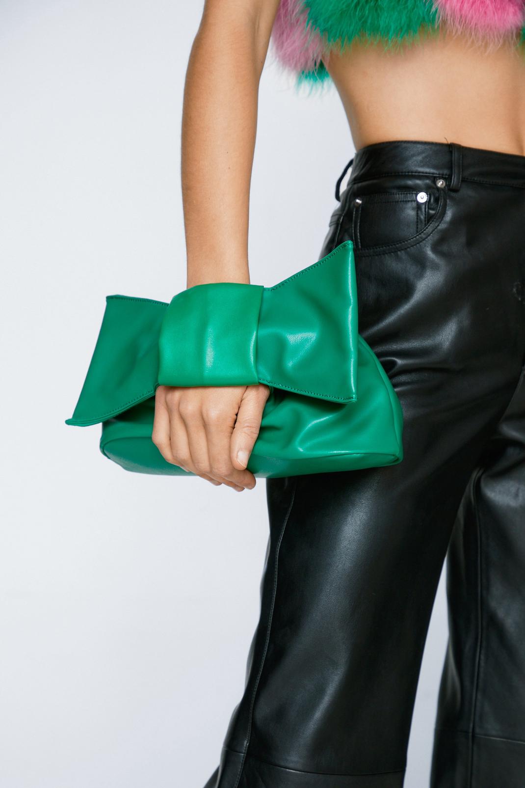 Green Bow Faux Leather Wrist Bag image number 1