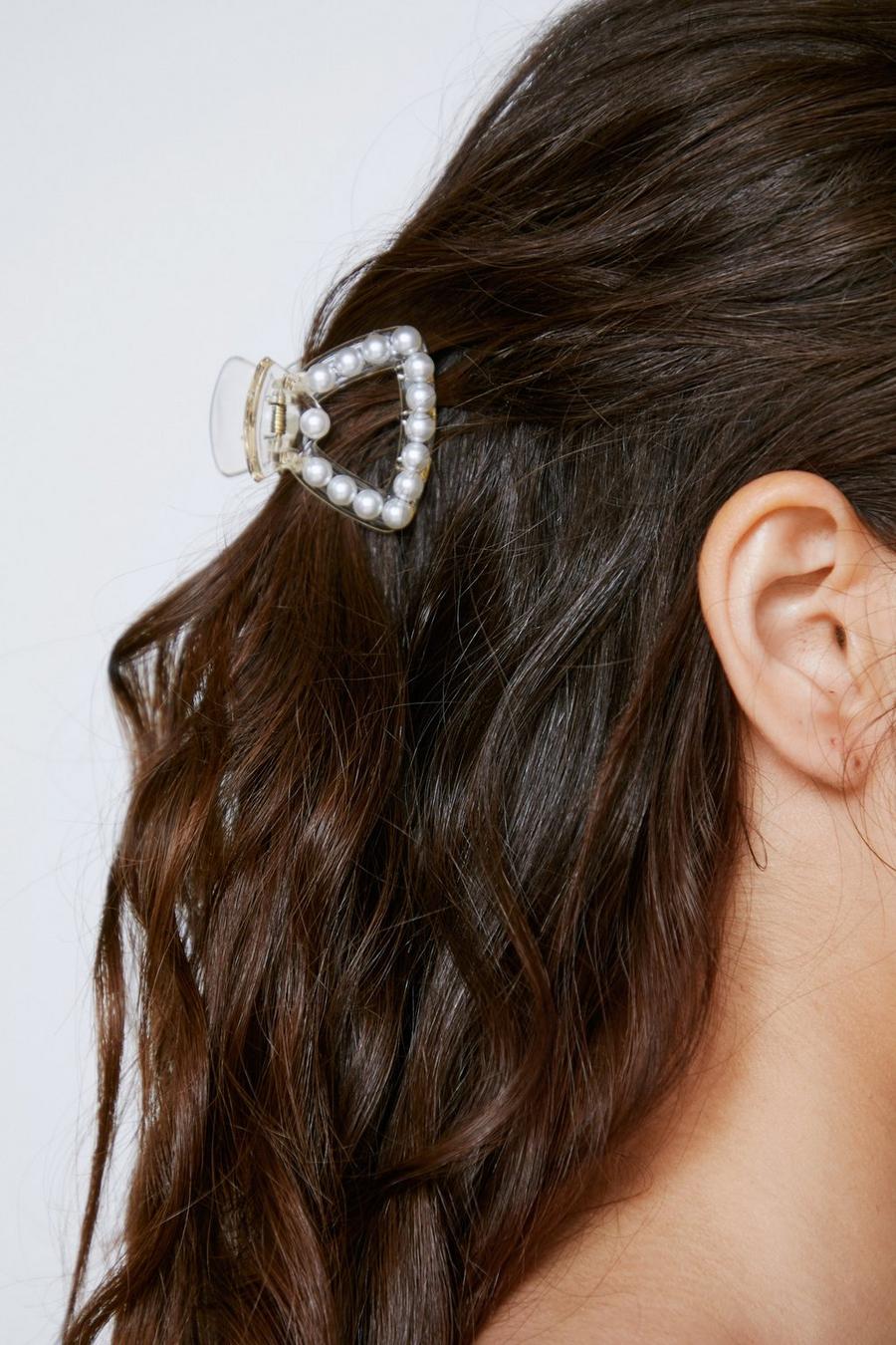 Pearl Embellished Shell Hair Clip