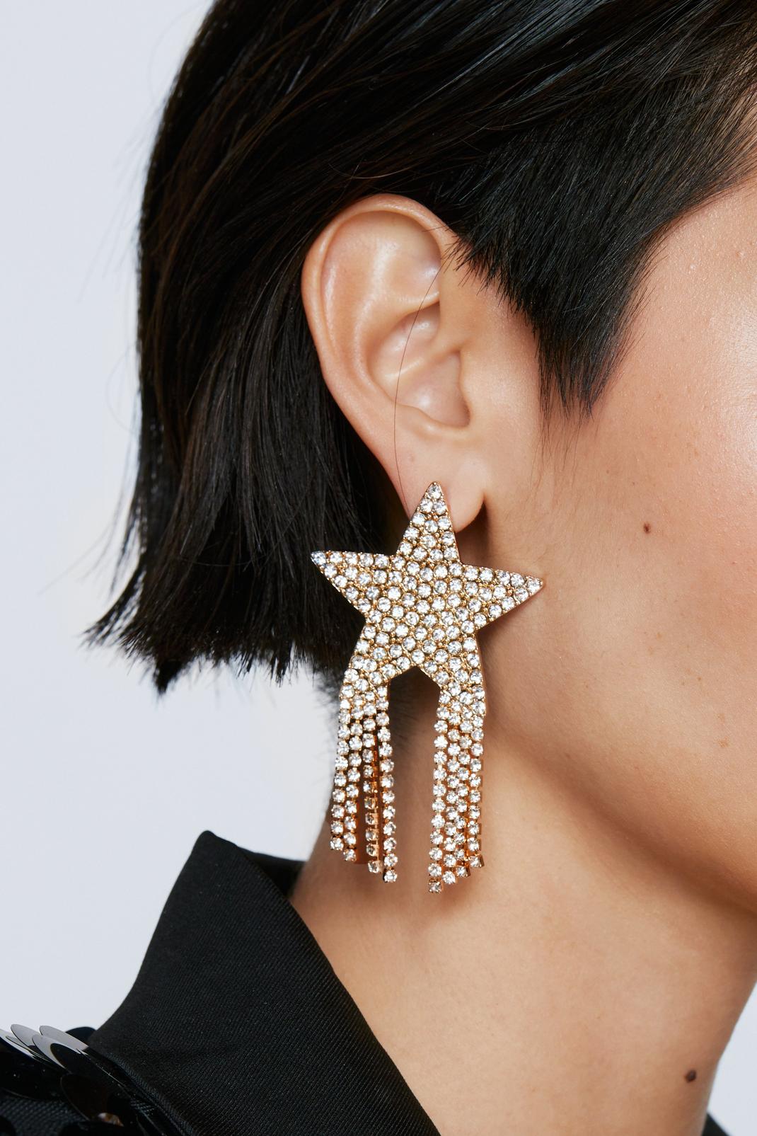Gold Star Tassel Earrings image number 1