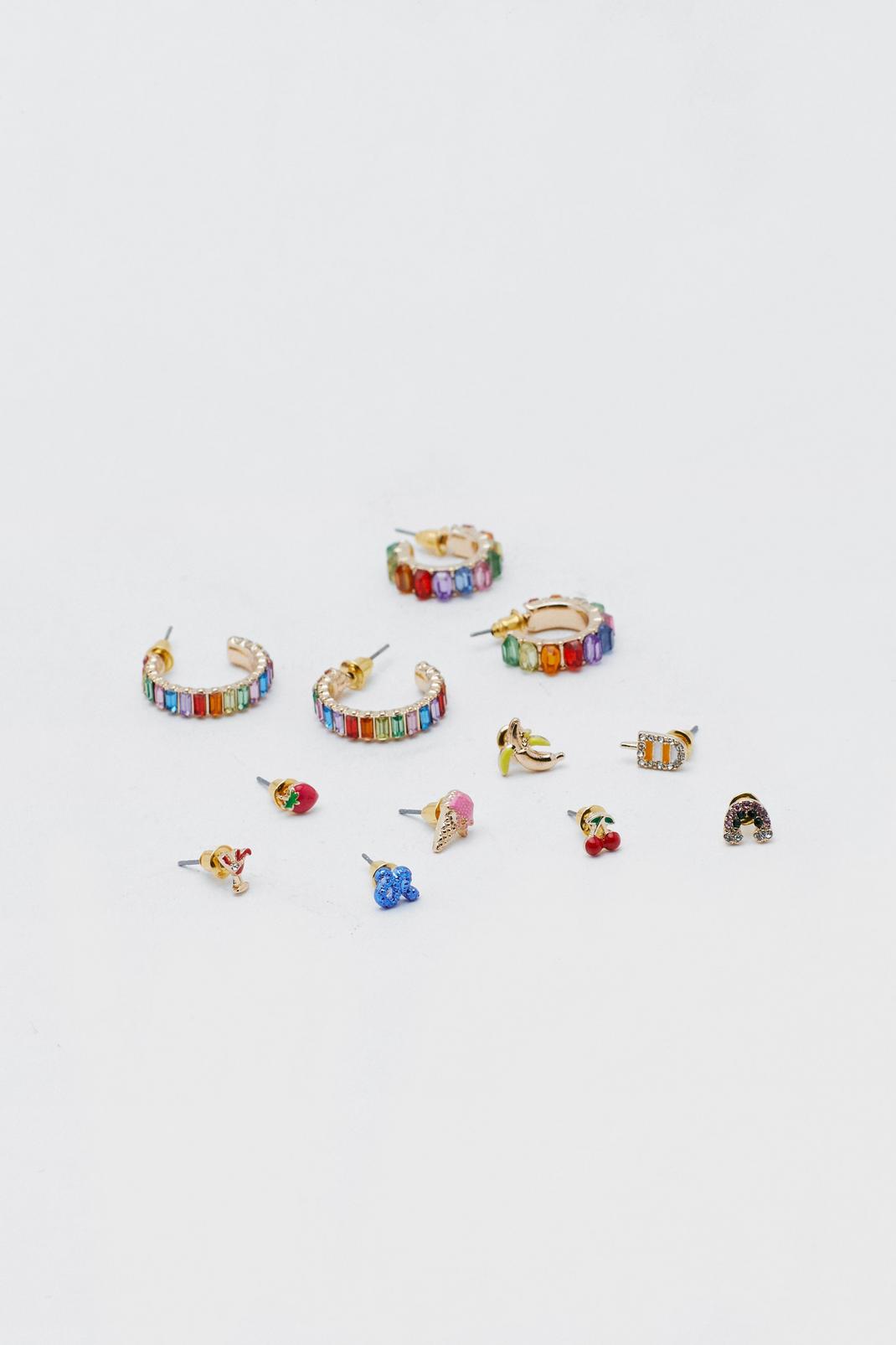 Boucles d'oreilles recyclées avec anneaux et fruits, Multi image number 1