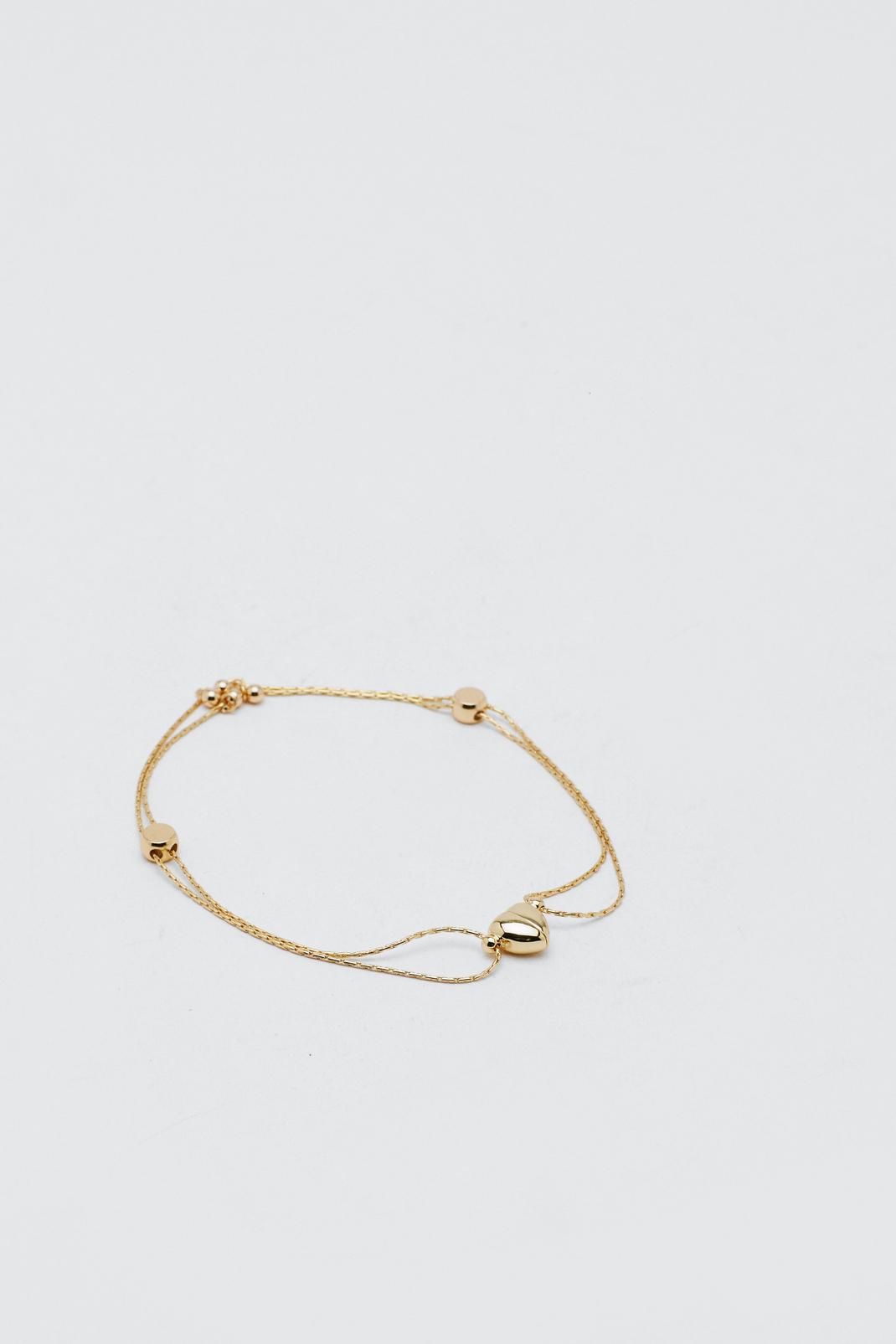 Lot de 2 bracelets en plaqué or à pendentif coeur de l'amitié, Gold image number 1