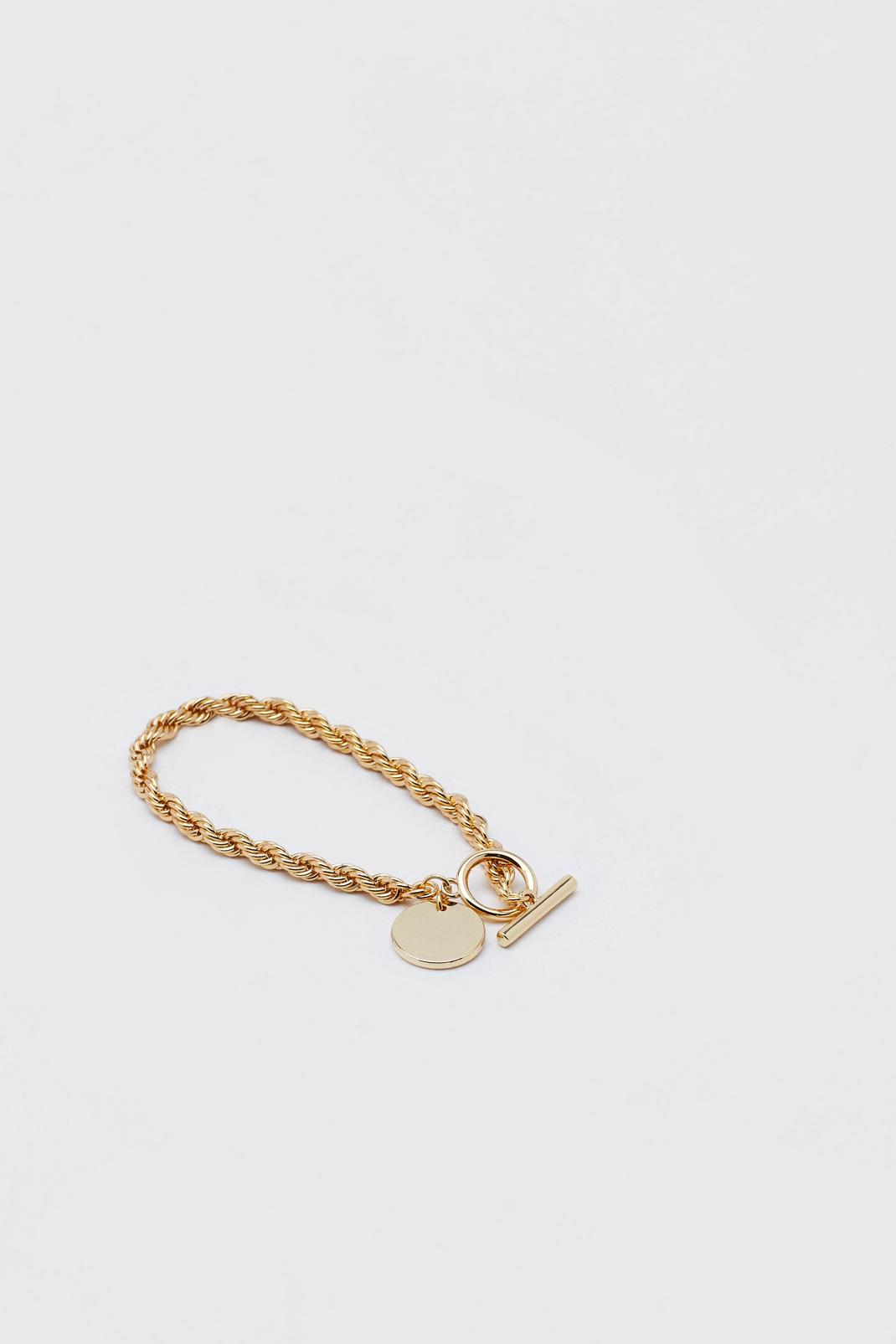 Bracelet fin en chaîne plaqué or avec anneau, Gold image number 1