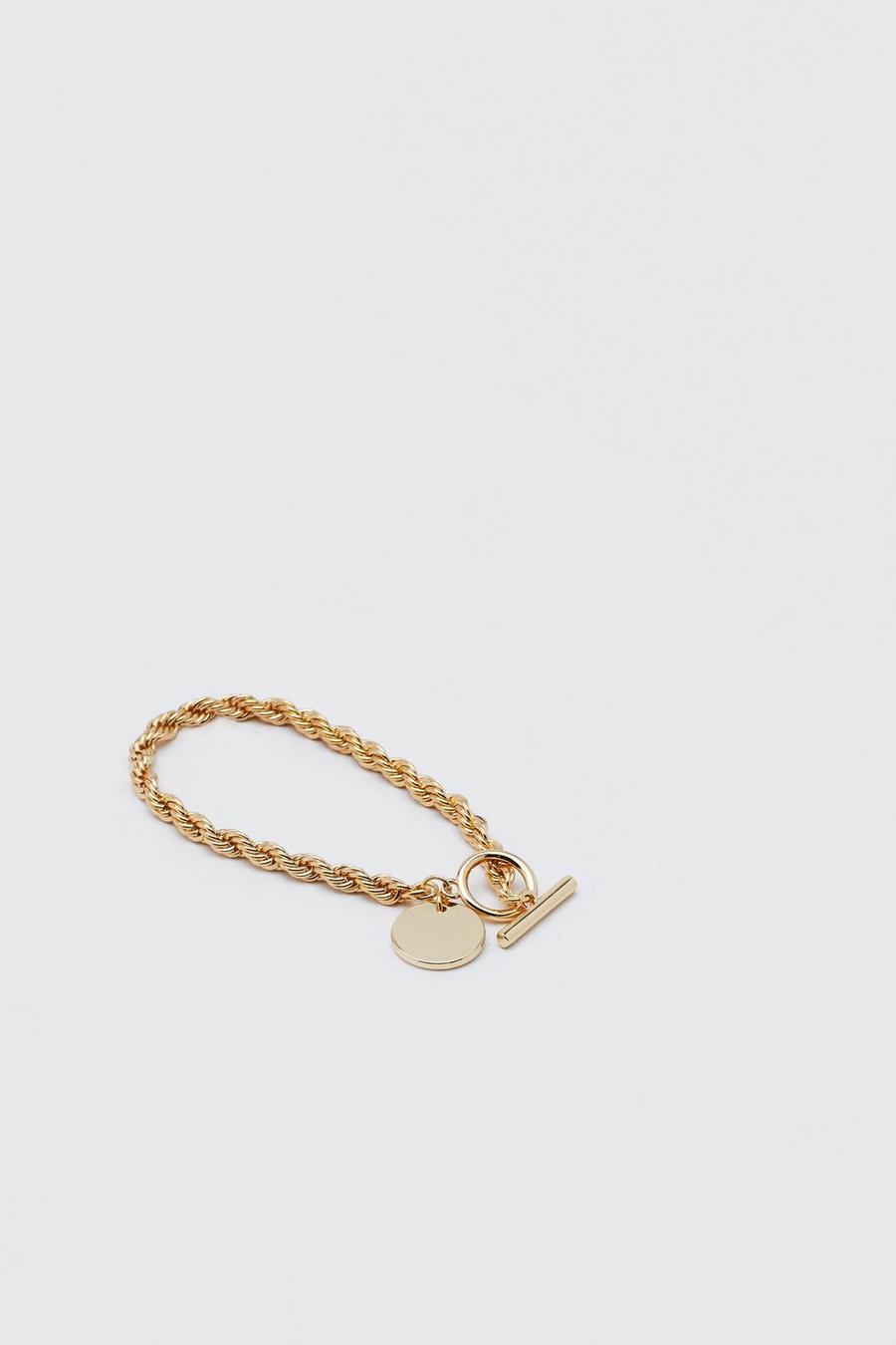 Gold Plated Loop Chain Pendant Bracelet