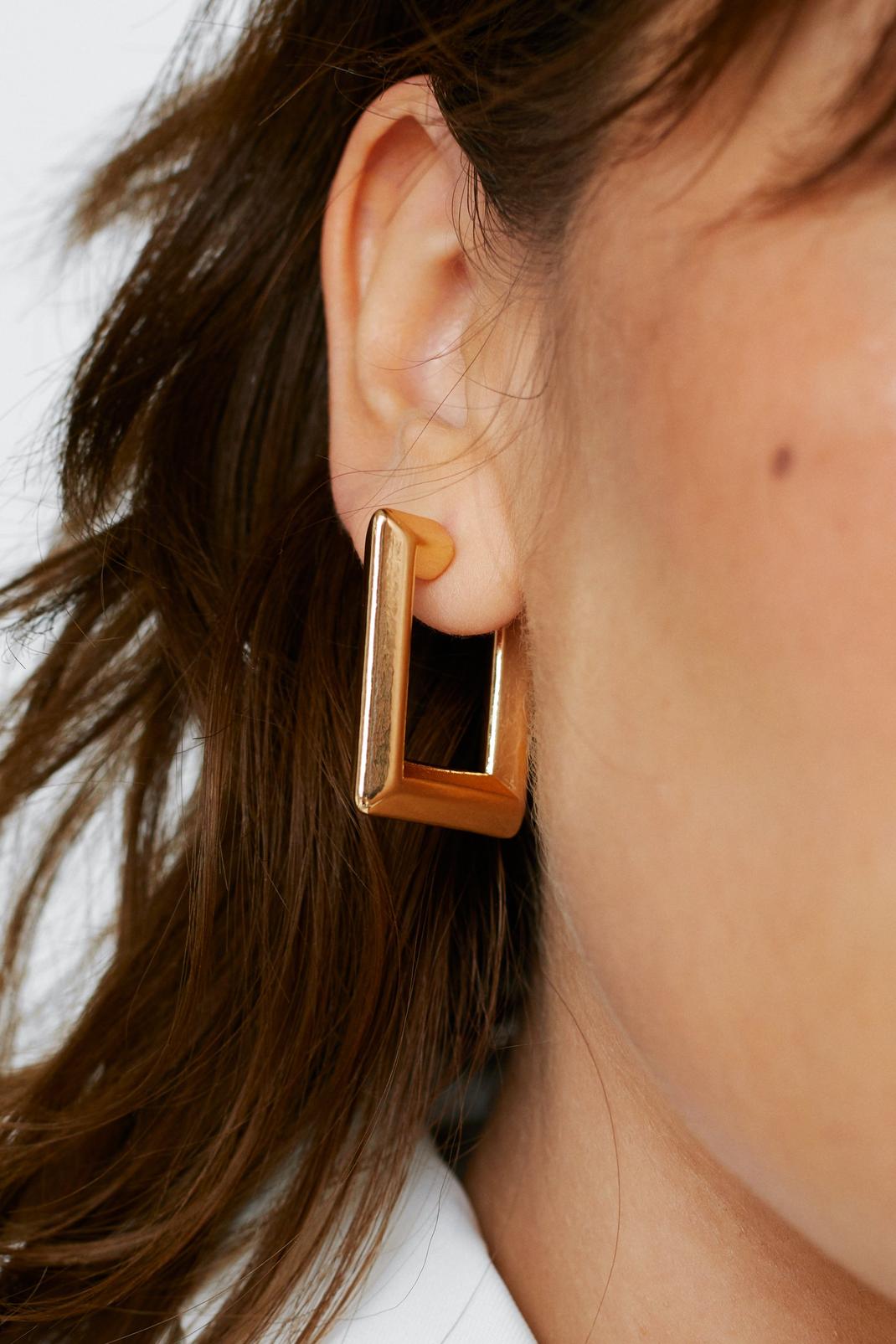Gold Plated Chunky Square Hoop Earrings  image number 1
