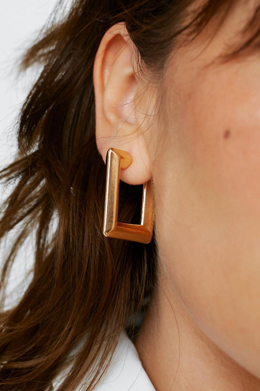 Gold Plated Chunky Square Hoop Earrings 