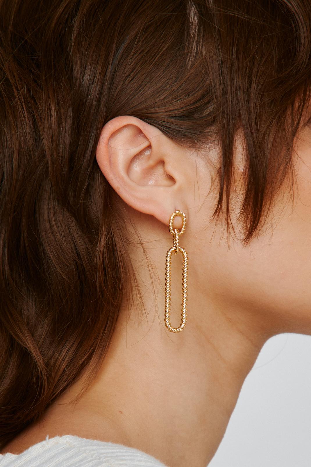 Gold Plated Textured Loop And Hoop Earrings image number 1