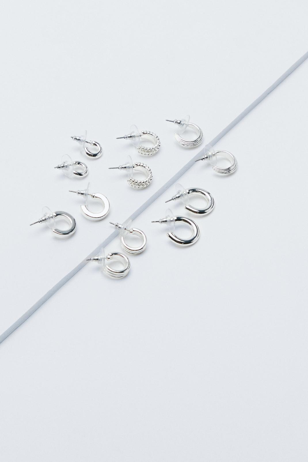 Silver Pack of 6 Piece Hoop Earrings image number 1