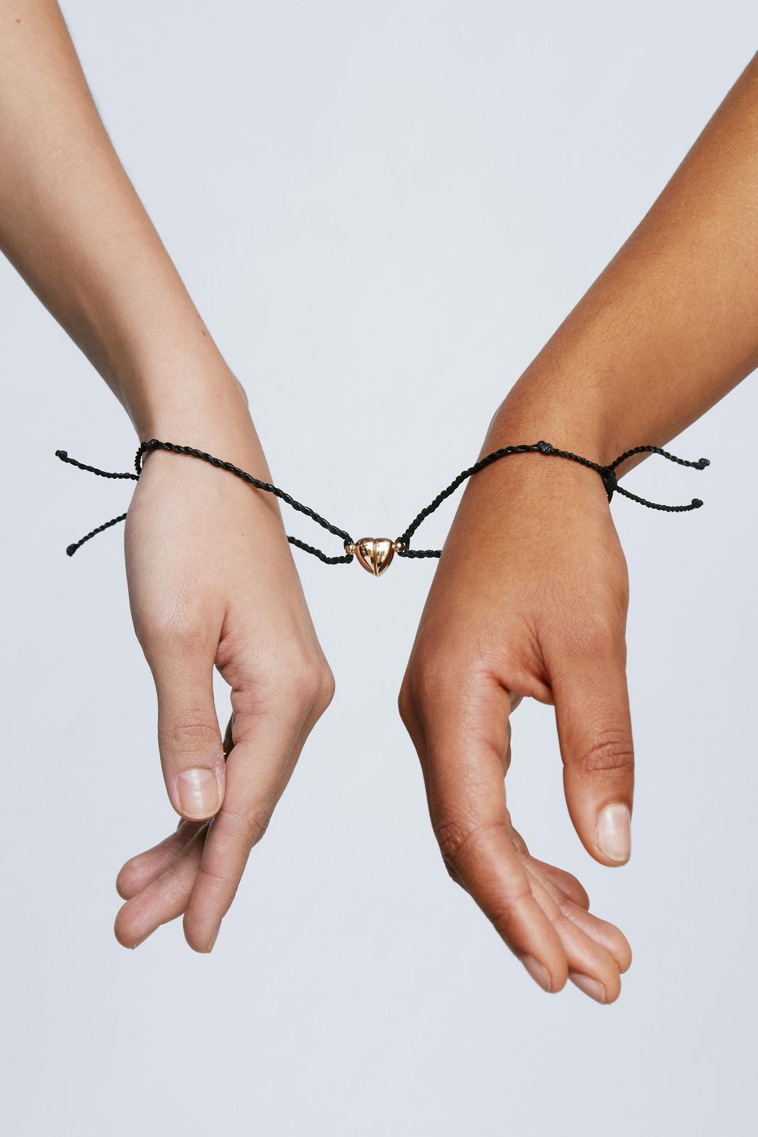 Lot de 2 bracelets à coeur de l'amitié, Black image number 1