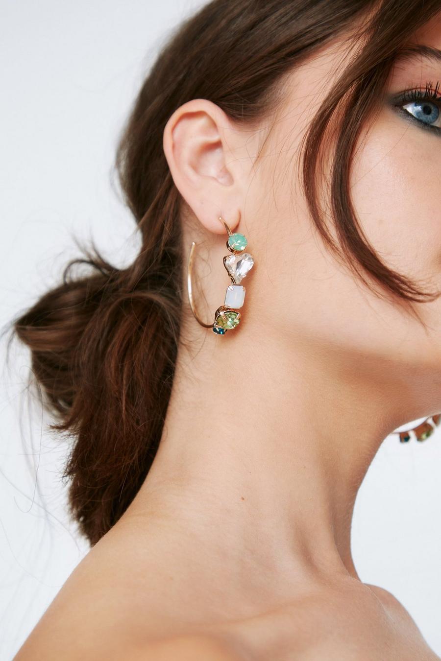 Jeweled Diamante Hoop Earrings