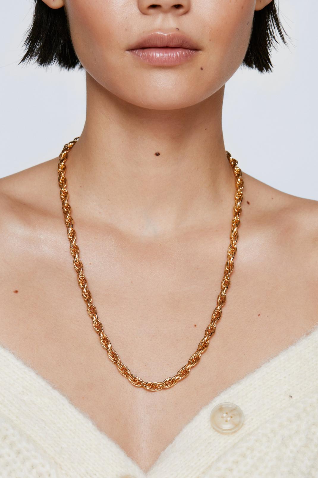 Gold Plated Twisted Chain Necklace image number 1