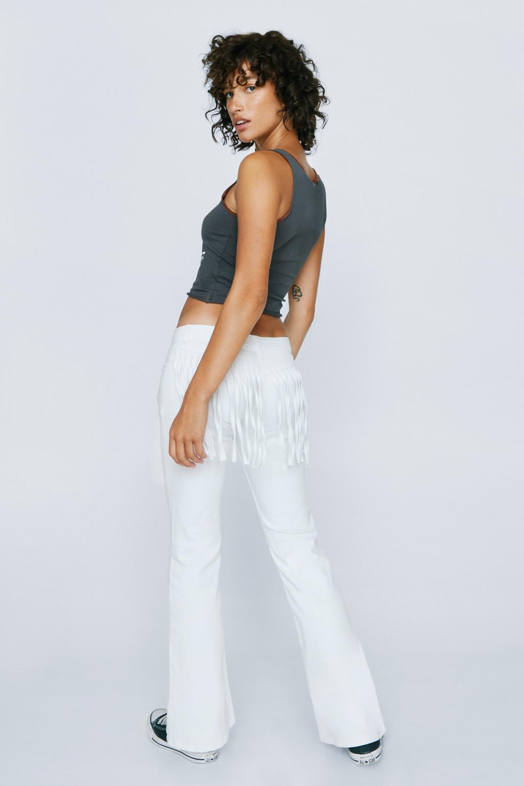 Optic white Petite Low Rise Denim Flared Jeans image number 1