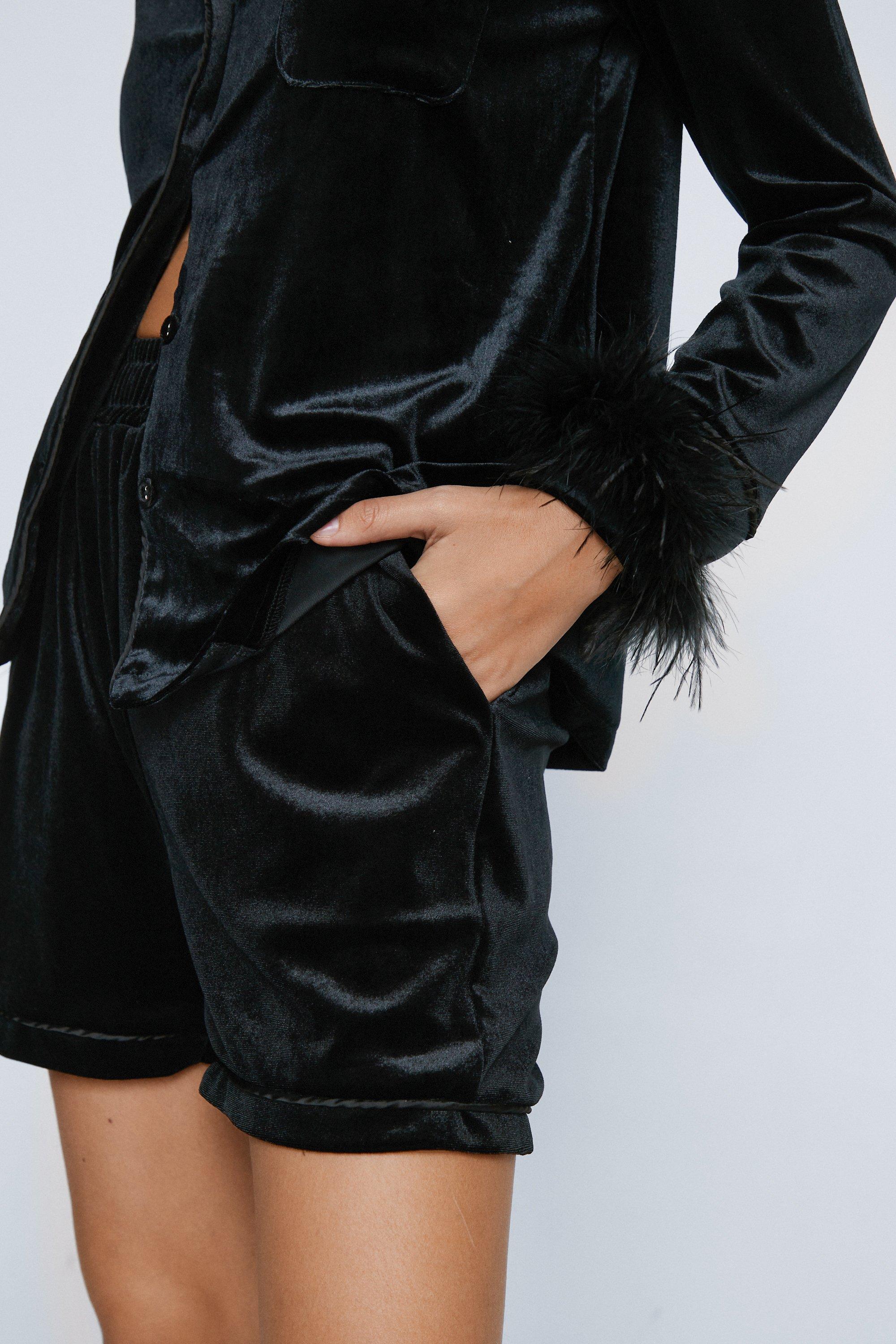 Crushed velvet pyjama online short set