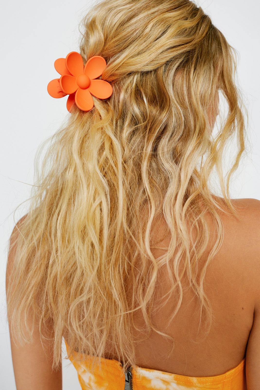 Orange Large Flower Hair Clip image number 1
