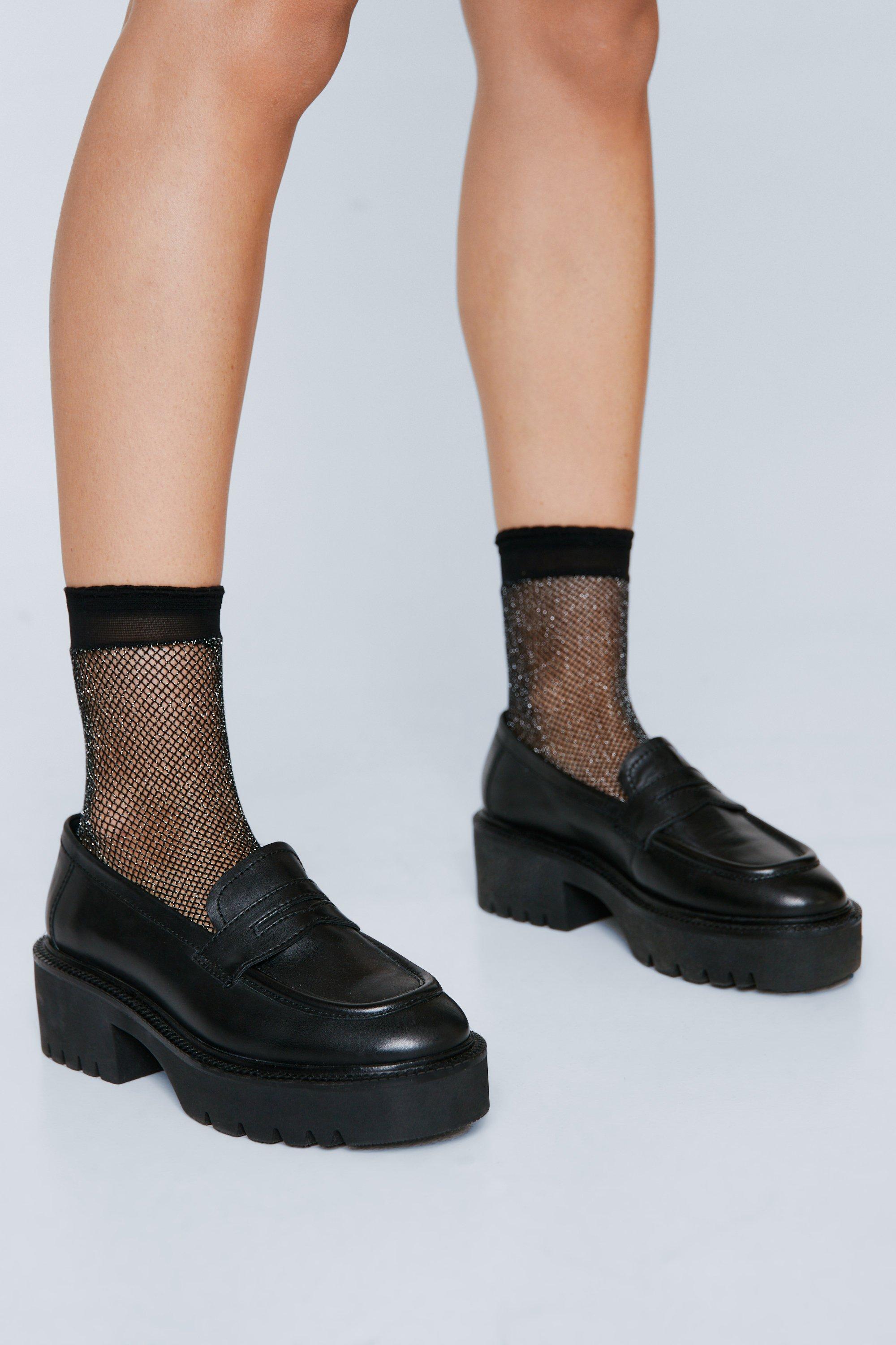 ASOS DESIGN mesh glitter ankle socks in black