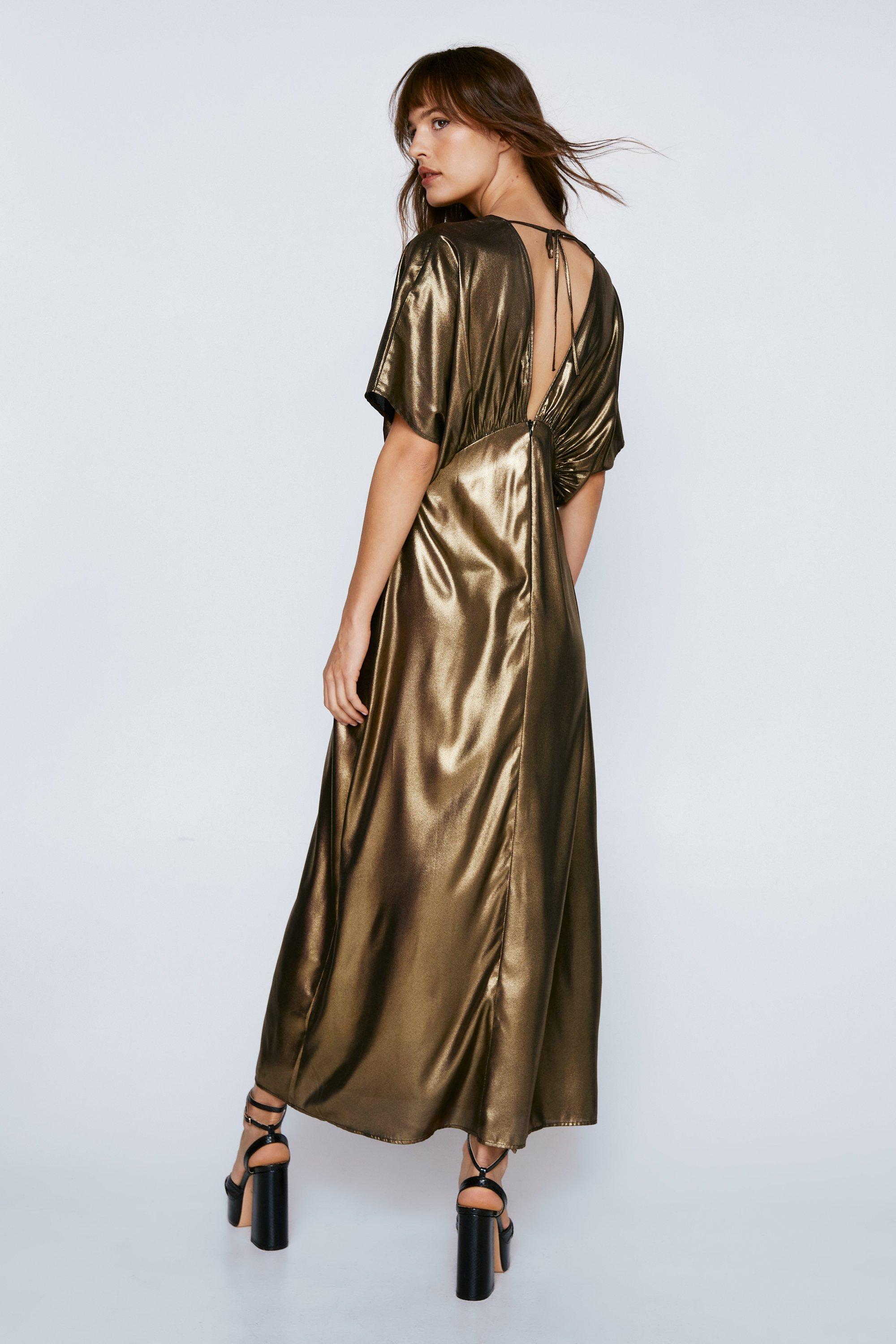 Gold metallic clearance dress long