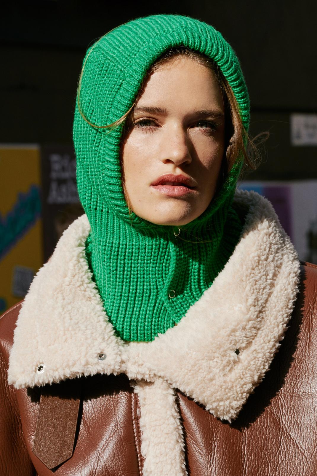 Green Knitted Hood   image number 1
