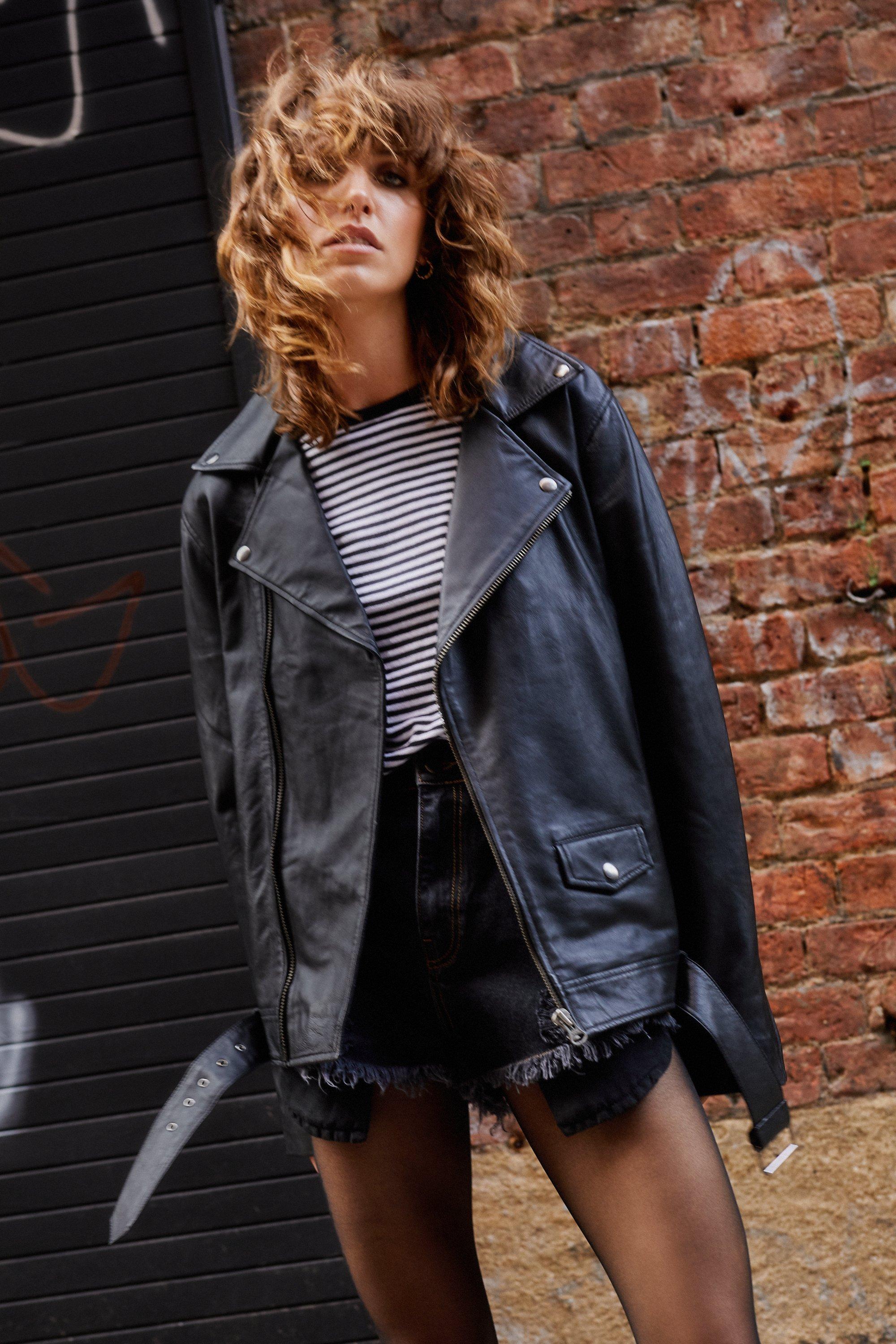 Oversized hot sale biker jacket