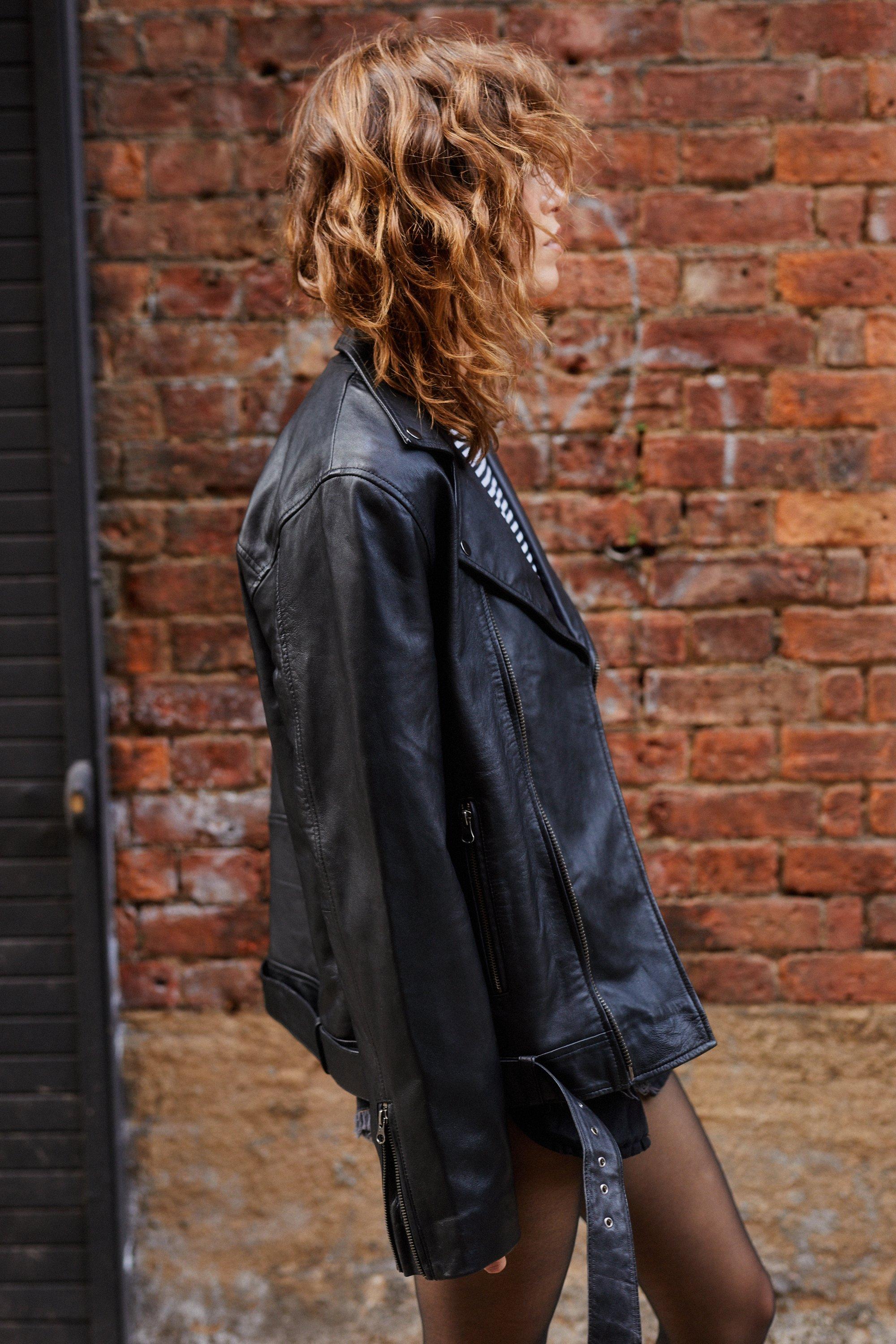 Oversized vintage leather on sale jacket