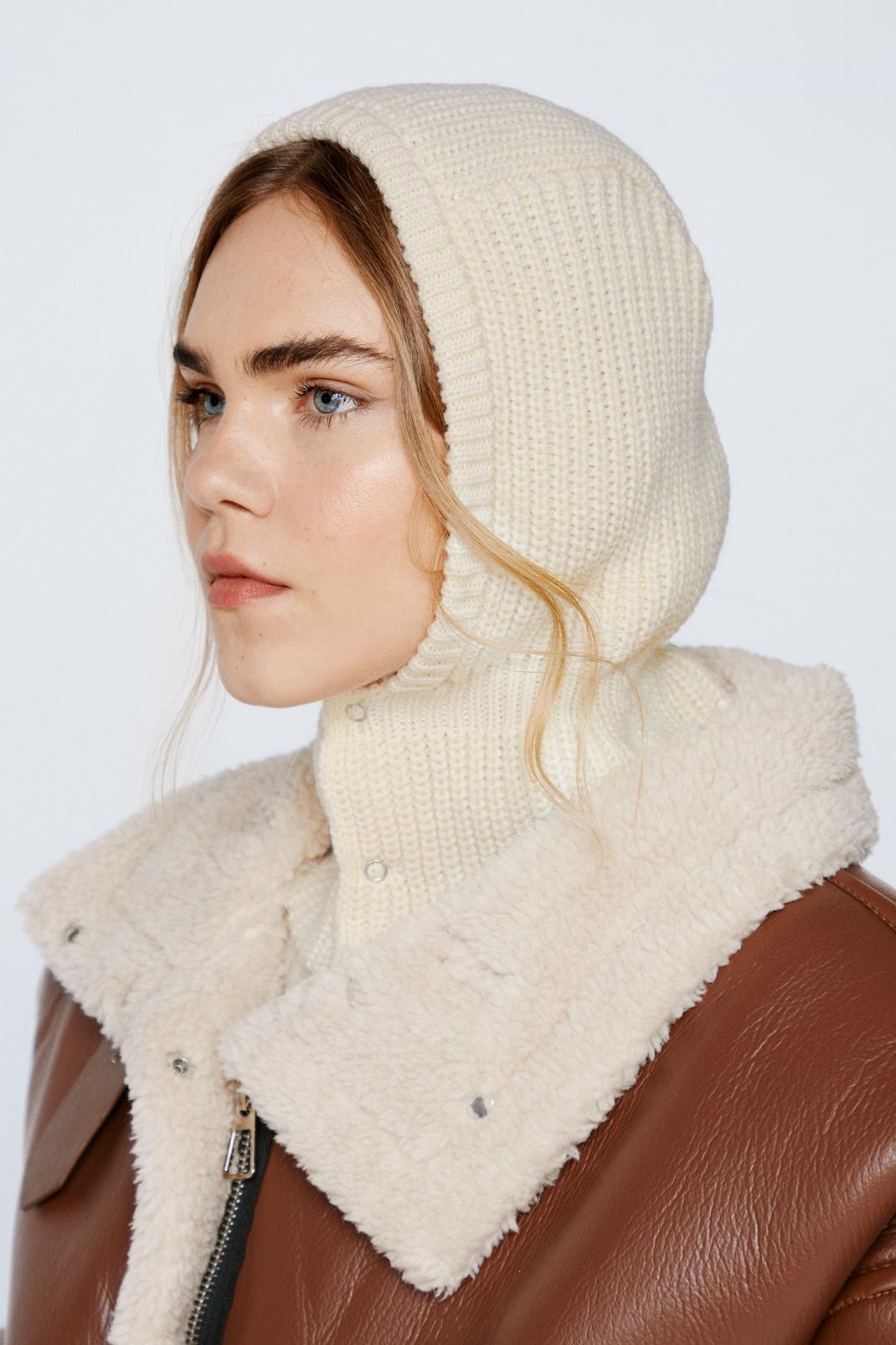Cream Knitted Hood  image number 1
