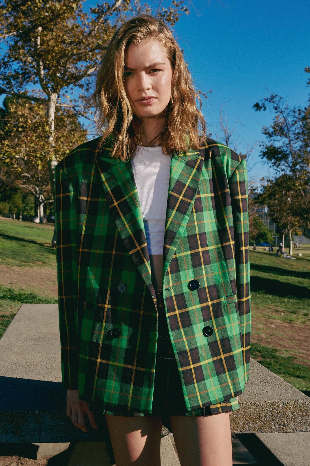 Green Check Co-ord Tailored Blazer image number 1
