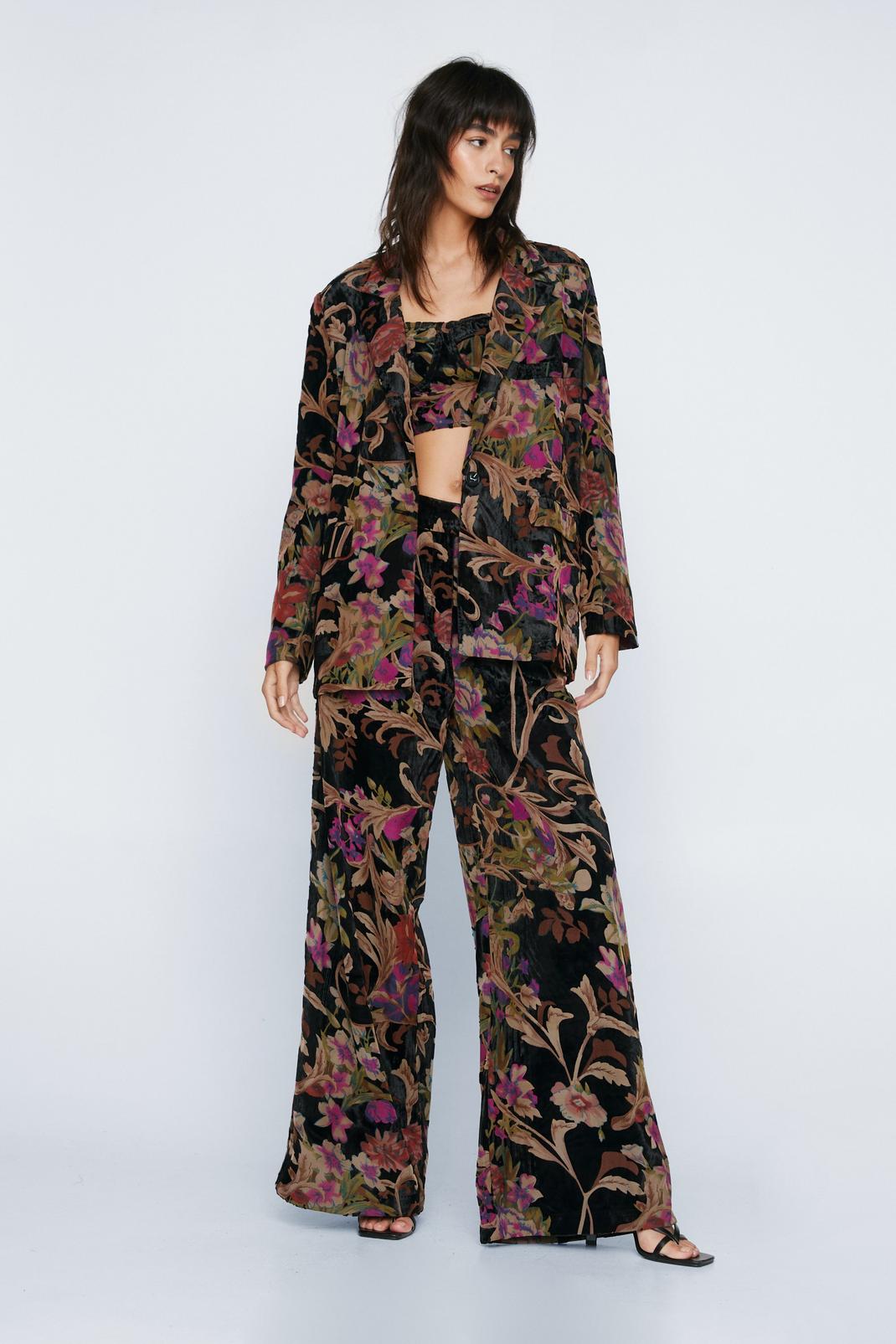 Multi Floral Print Wide Leg Tailored Trouser image number 1