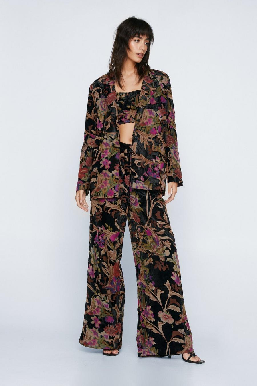 Floral Print Wide Leg Tailored Trouser