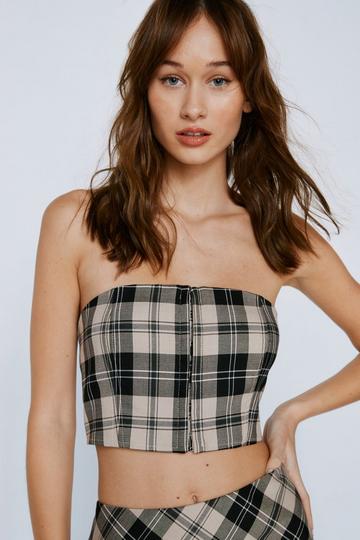 Plaid Tailored Cropped Bralette mono