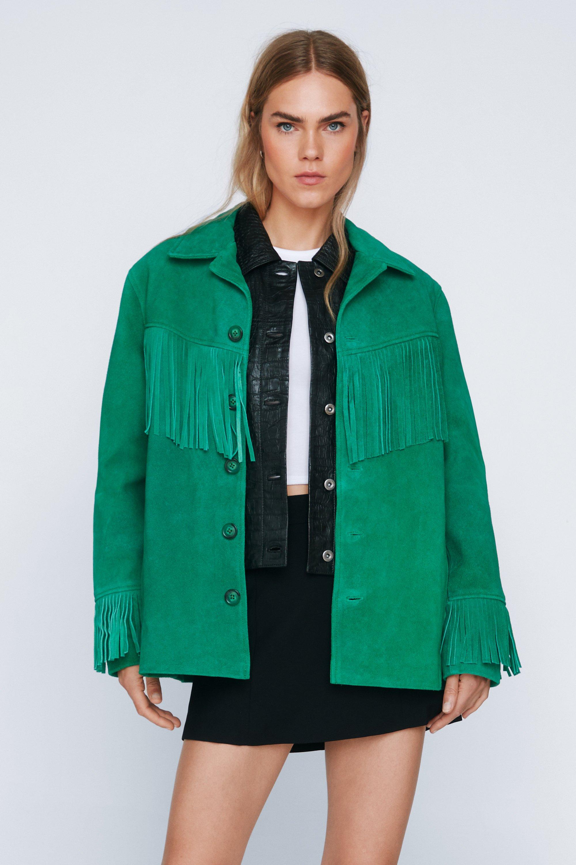 Green fringe outlet jacket