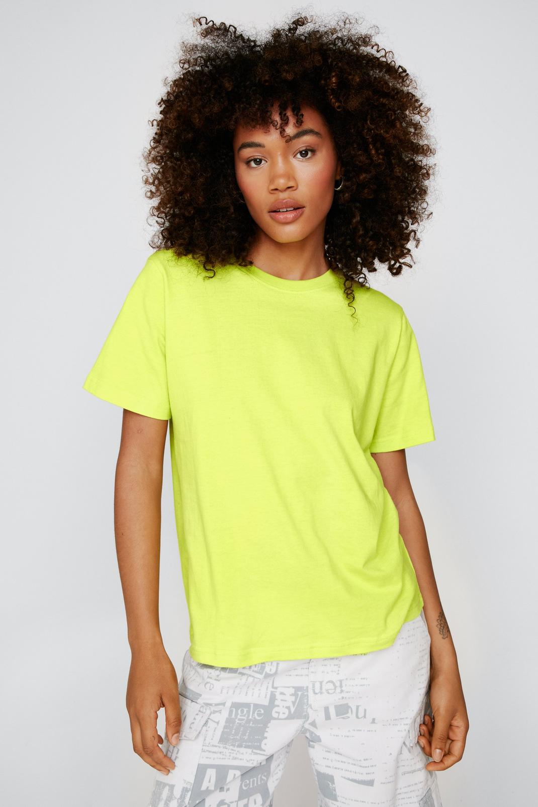 T-shirt simple en coton, Acid lime image number 1