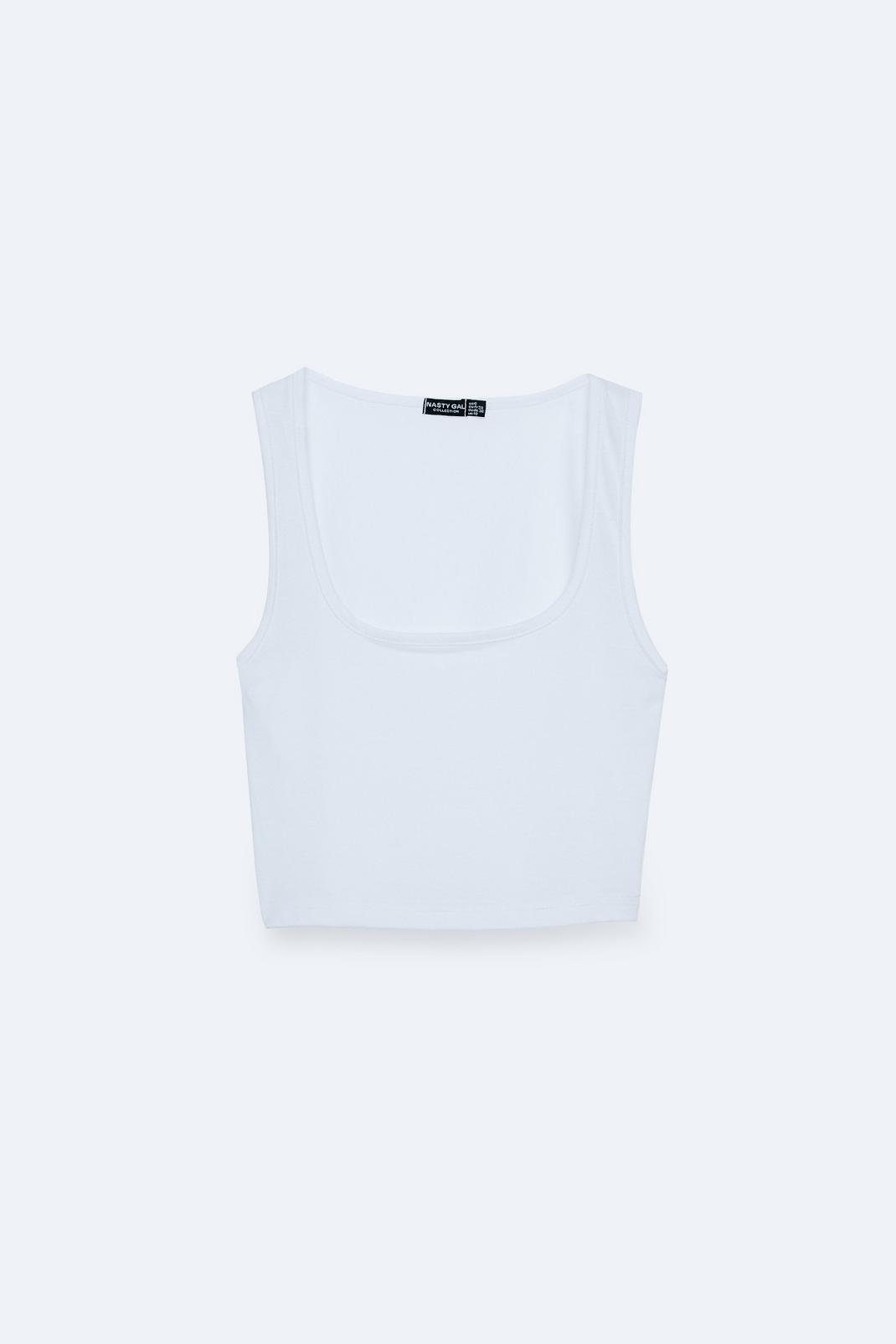 White Cotton Scoop Neck Tank Top image number 1
