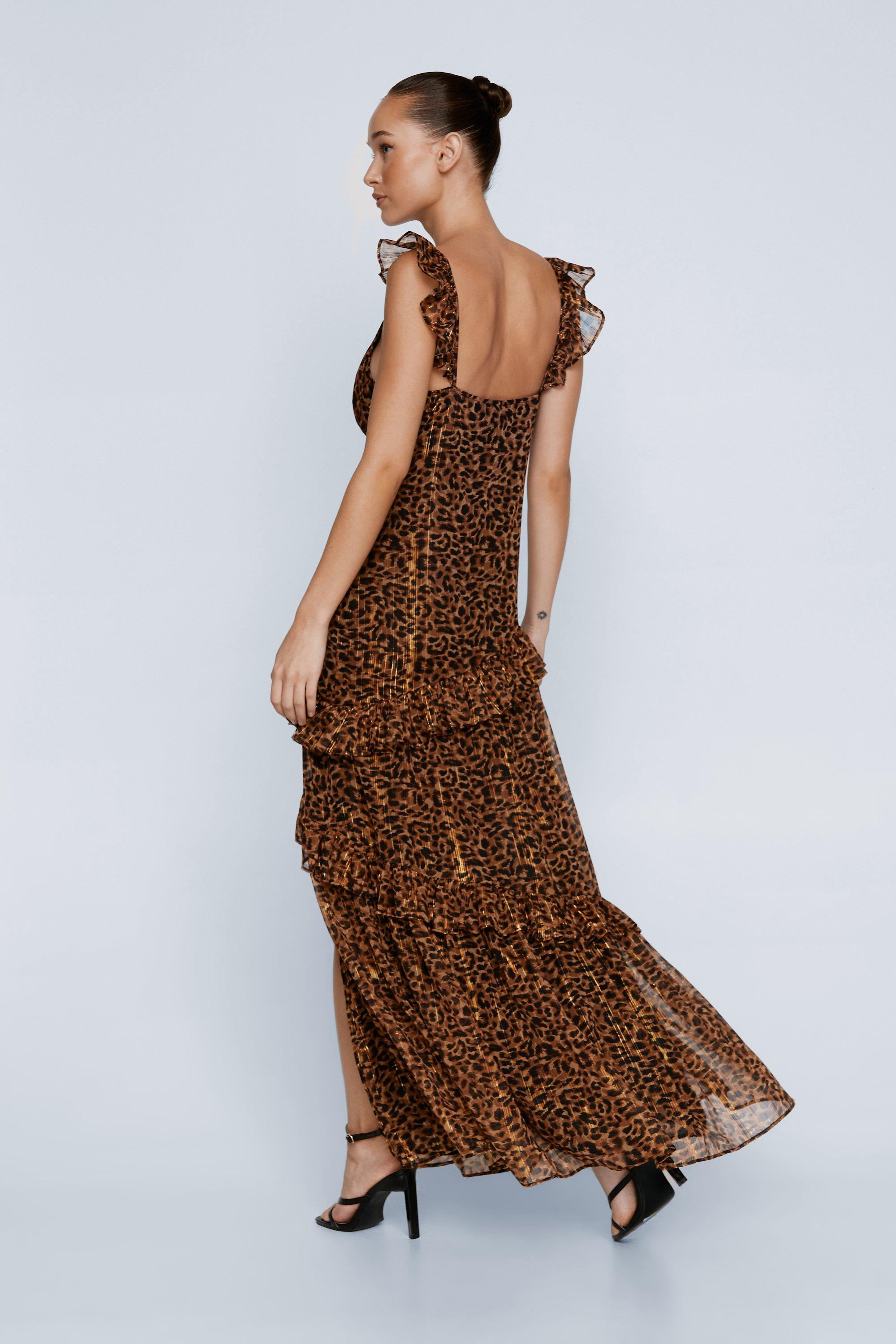 Petite leopard print deals maxi dress