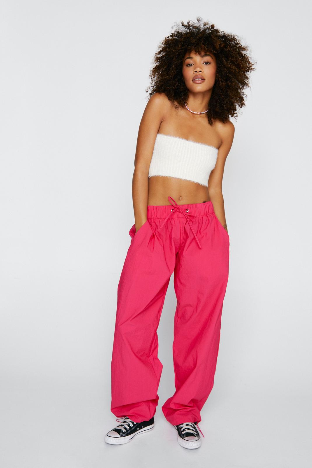 Pantalon cargo à jambes larges, Hot pink image number 1