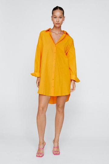 Cotton Poplin Oversized Shirt Dress orange