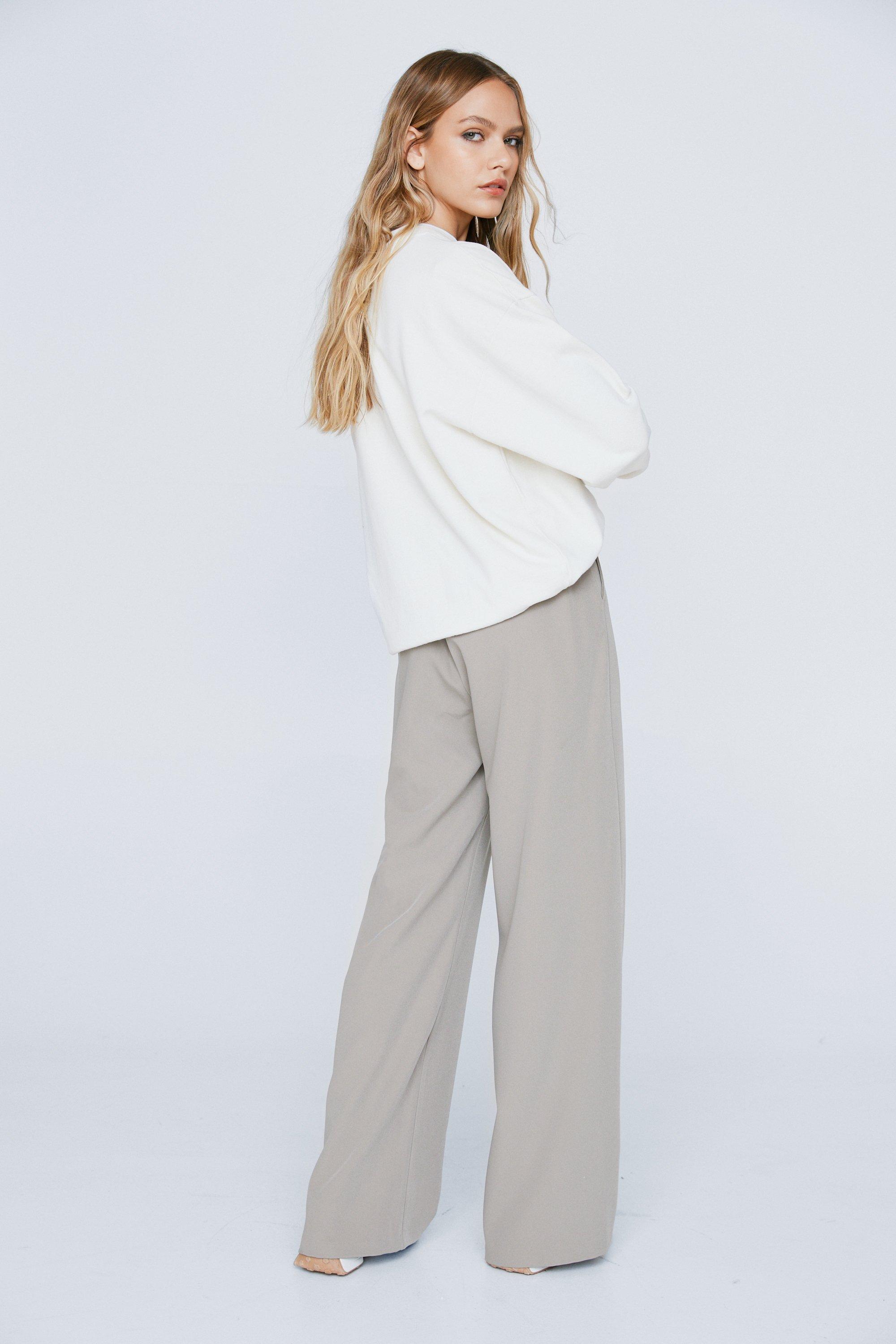 Pleat Front Tailored Wide Leg Trousers