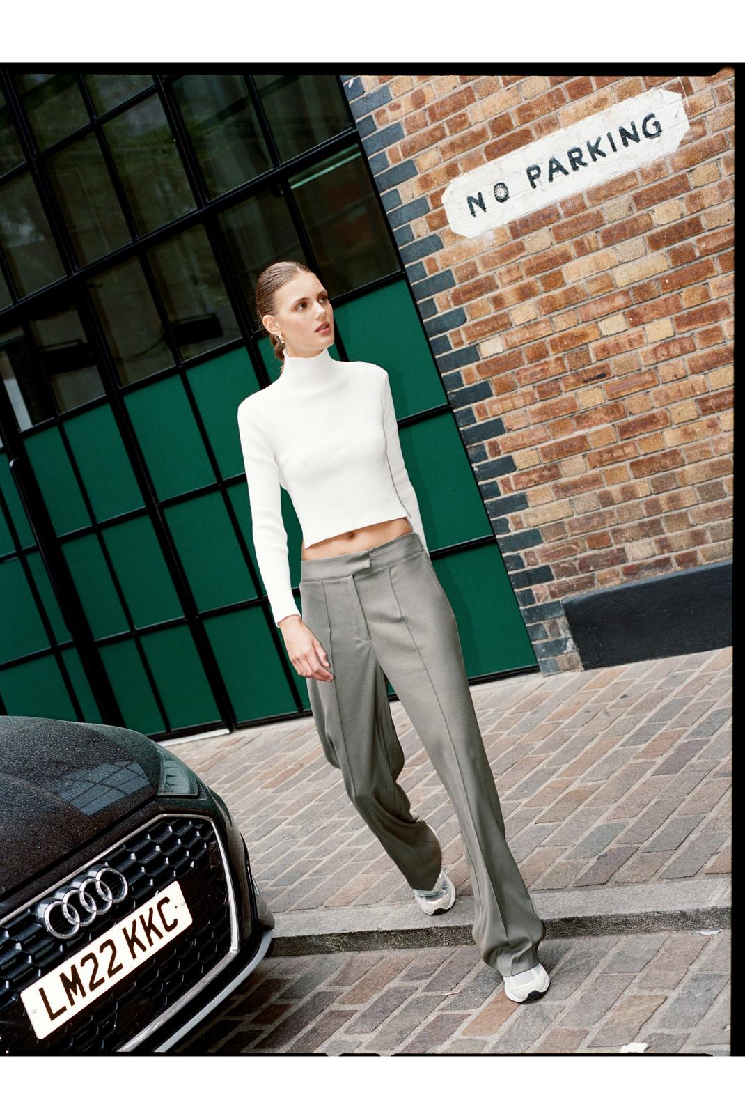 Khaki Pleat Front Tailored Wide Leg Trousers image number 1